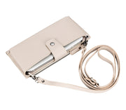 Moccasin Lozano leather crossbody wallet with adjustable shoulder strap