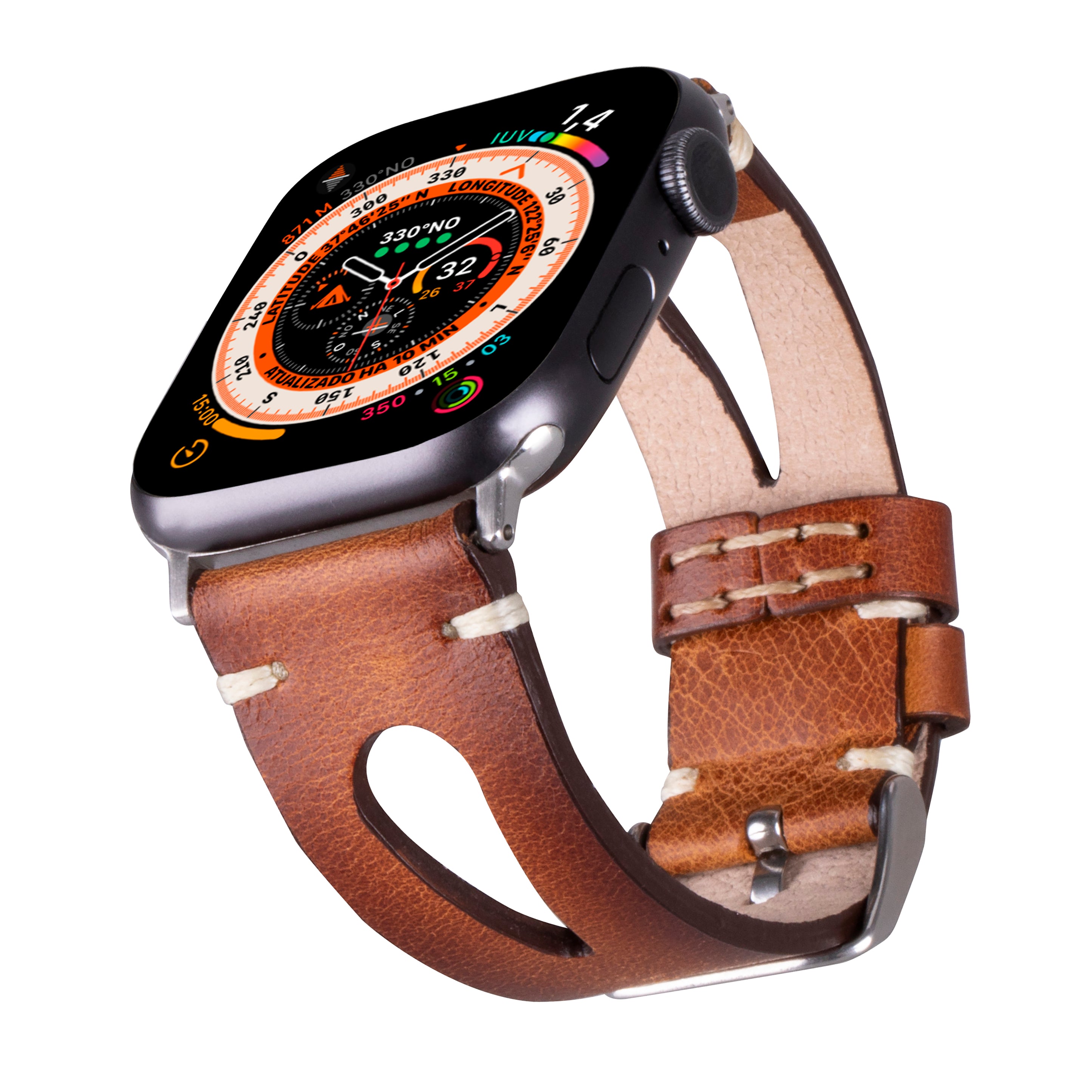 Genuine Leather Burnished Tan Apple Watch Band