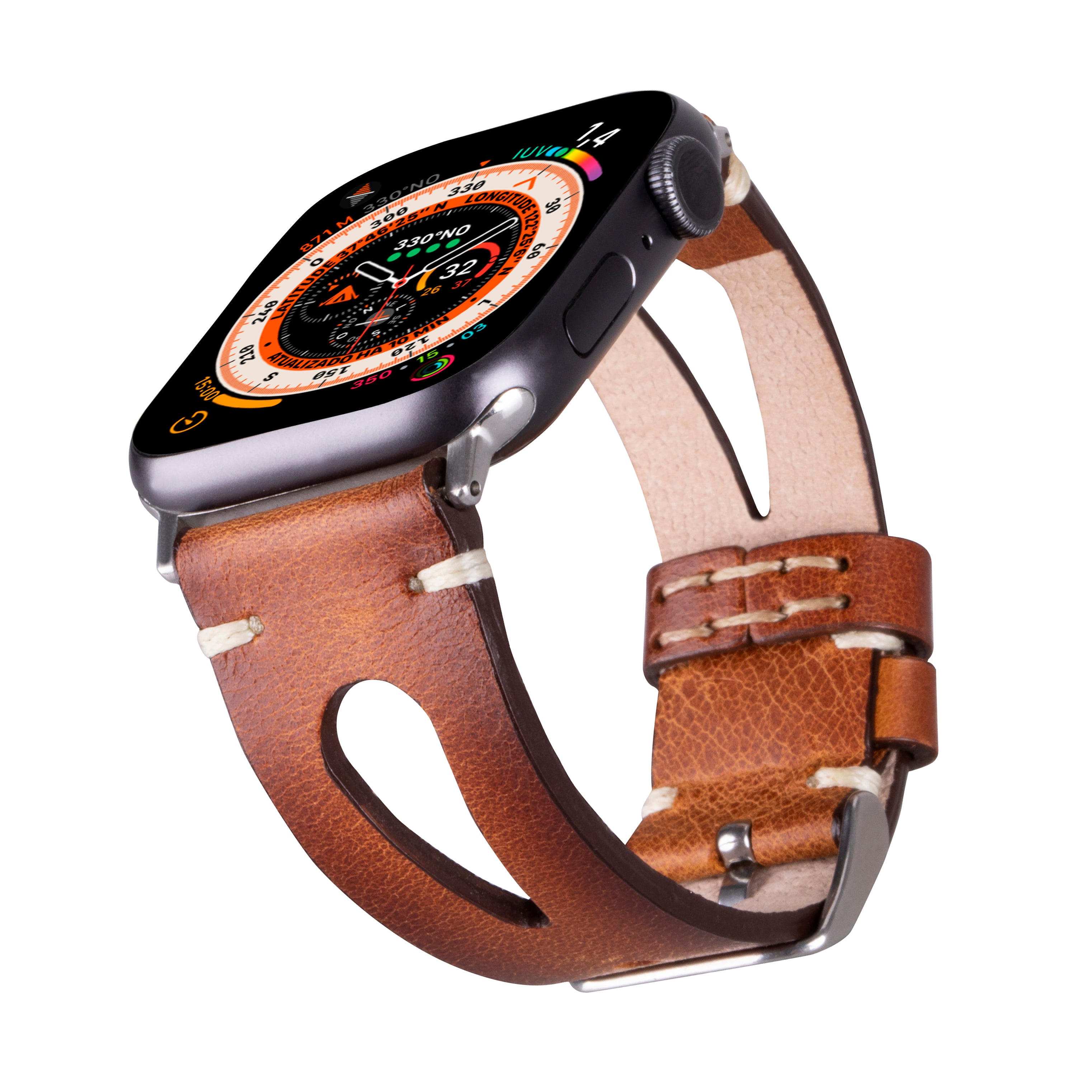 Genuine Leather Burnished Tan Apple Watch Band