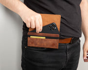 Brown leather phone holster