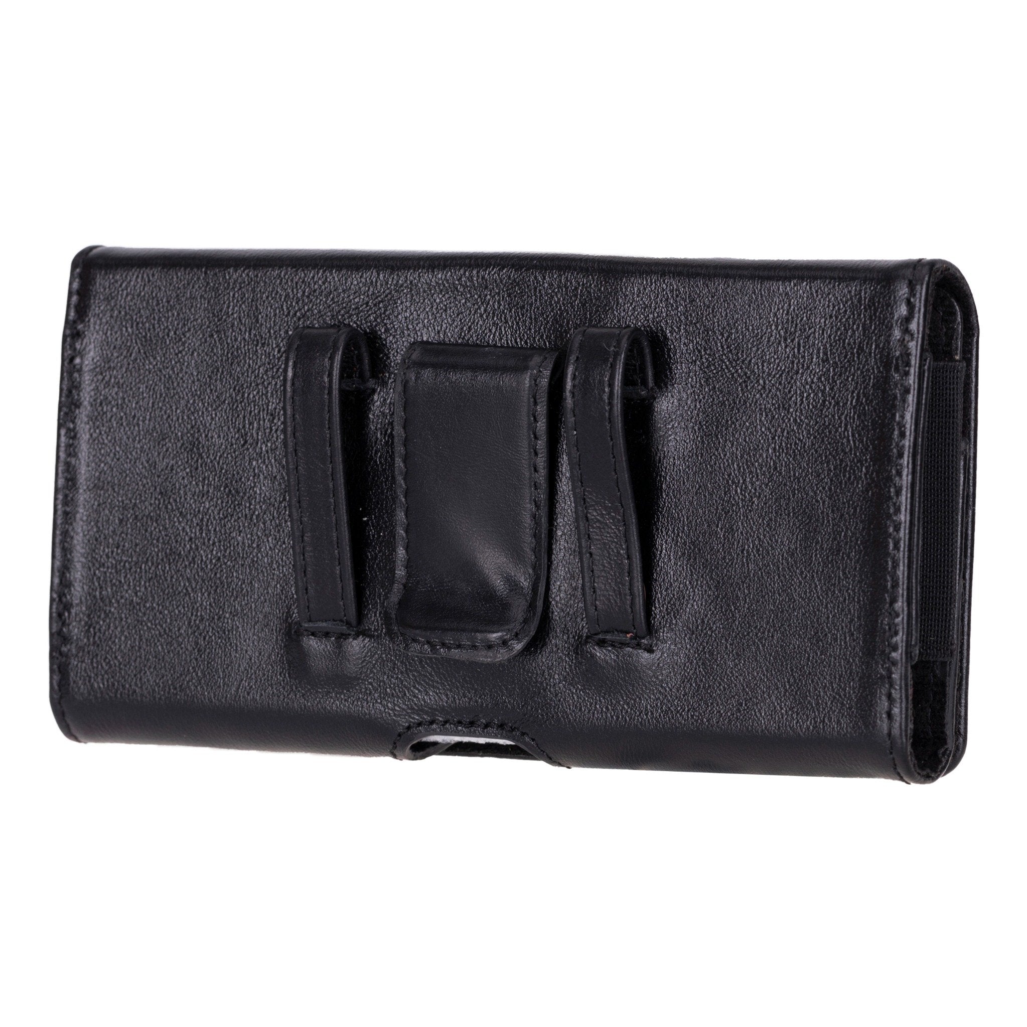 Leather Phone Holster with Magnetic Closure Pouch Metal Belt 6.1" or 6.9"