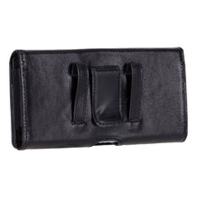 Black leather cell phone holster with magnetic belt clip heavy duty