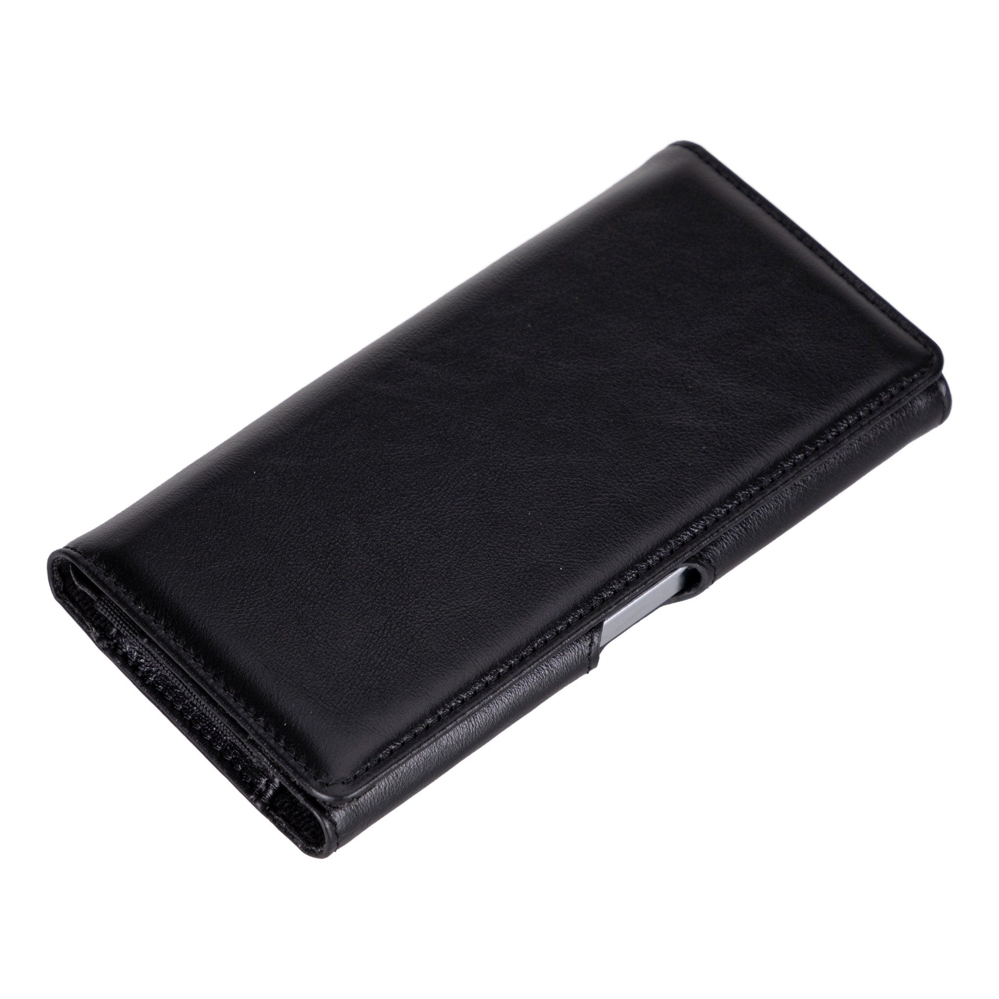 Leather Phone Holster with Magnetic Closure Pouch Metal Belt 6.1" or 6.9"