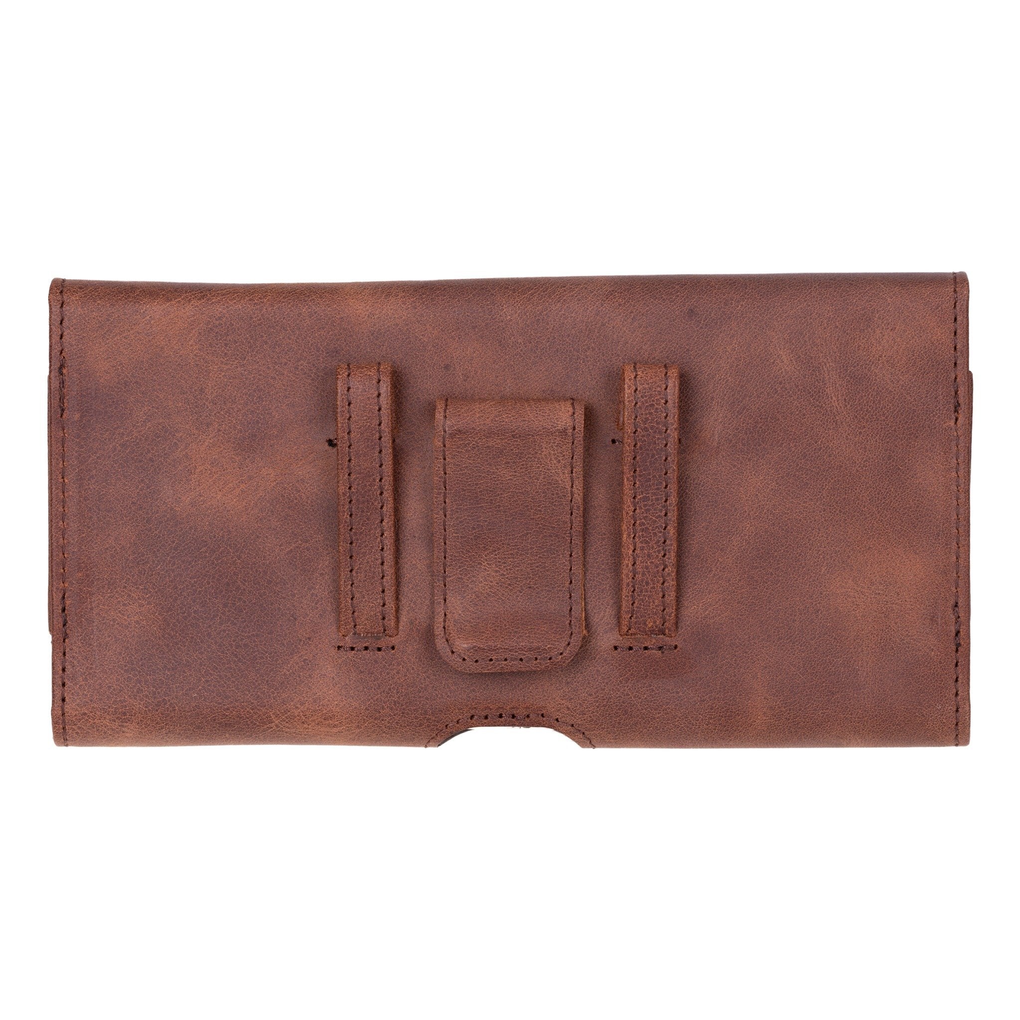 Leather Phone Holster with Magnetic Closure Pouch Metal Belt 6.1" or 6.9"