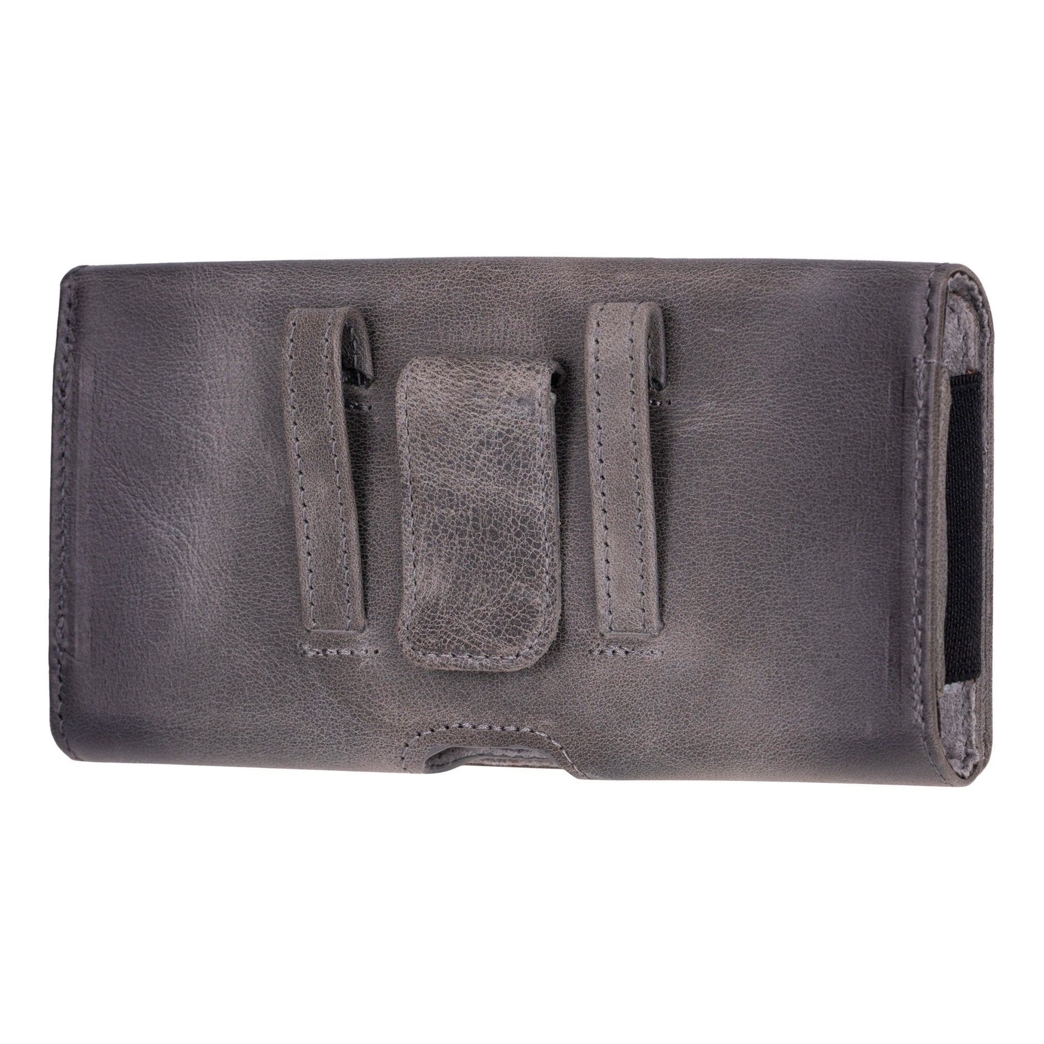 Leather Phone Holster with Magnetic Closure Pouch Metal Belt 6.1" or 6.9"