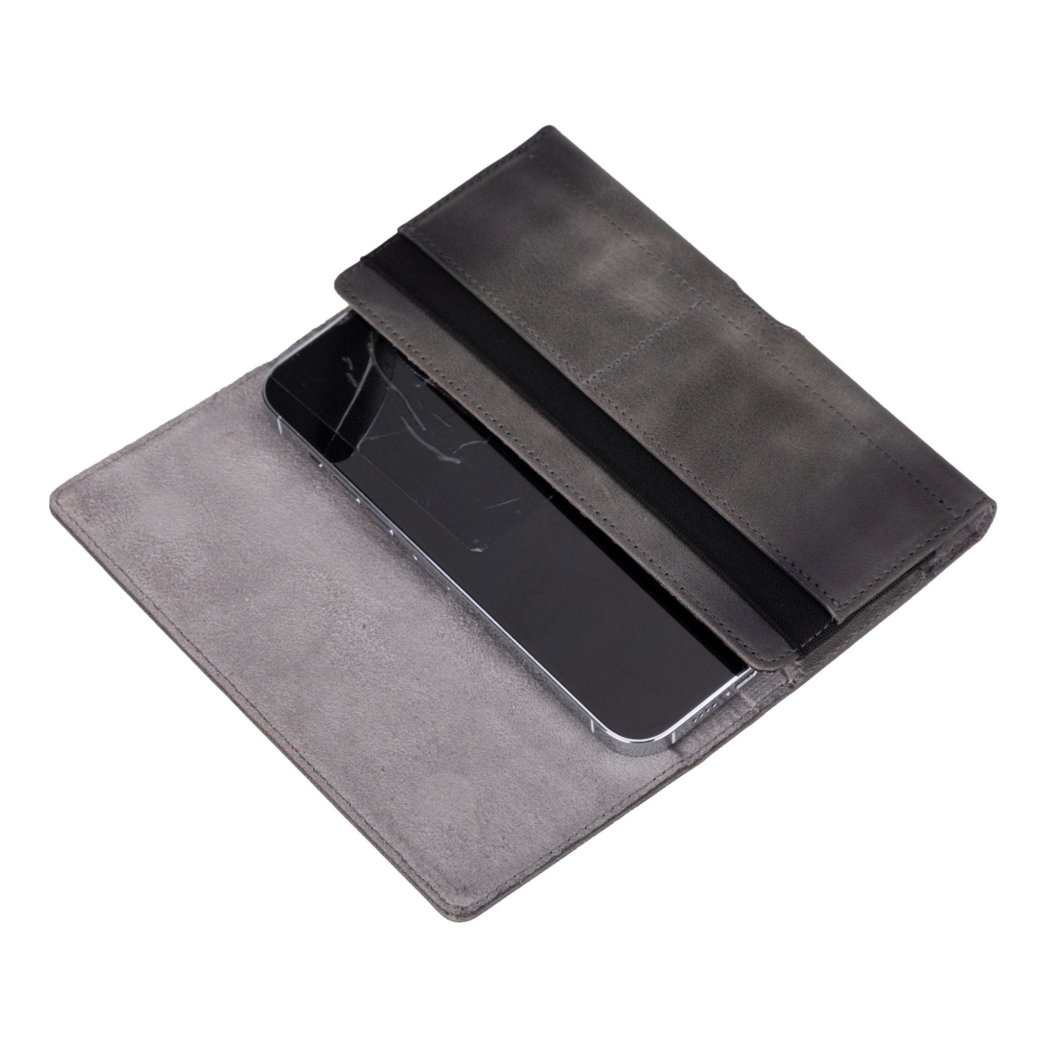 Leather Phone Holster with Magnetic Closure Pouch Metal Belt 6.1" or 6.9"