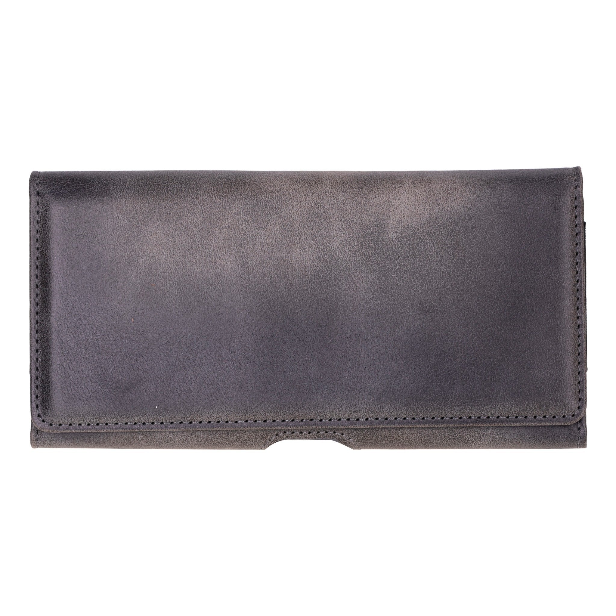 Leather Phone Holster with Magnetic Closure Pouch Metal Belt 6.1" or 6.9"