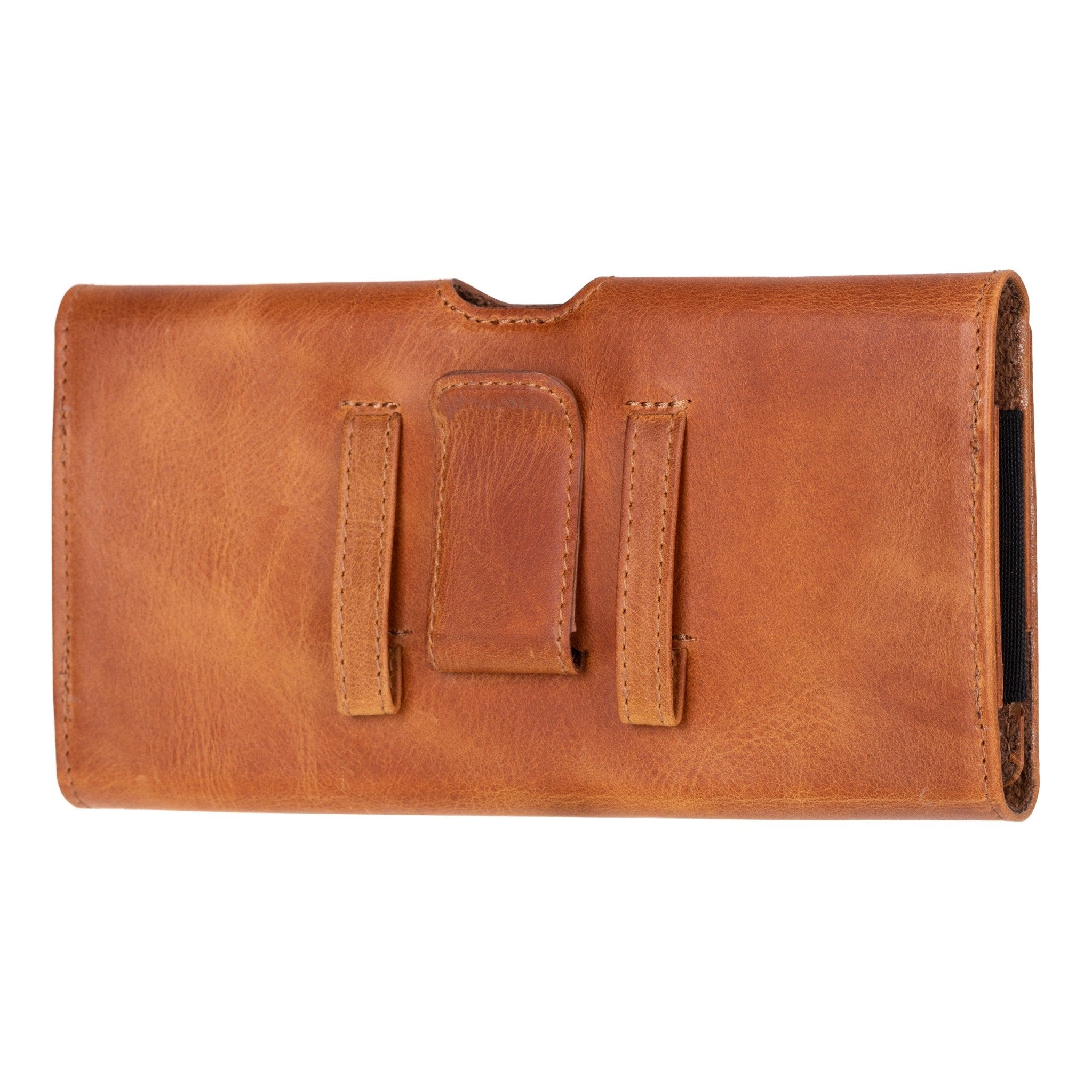 Leather Phone Holster with Magnetic Closure Pouch Metal Belt 6.1" or 6.9"