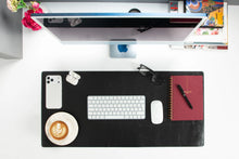Black customizable handmade leather desk mat rst1