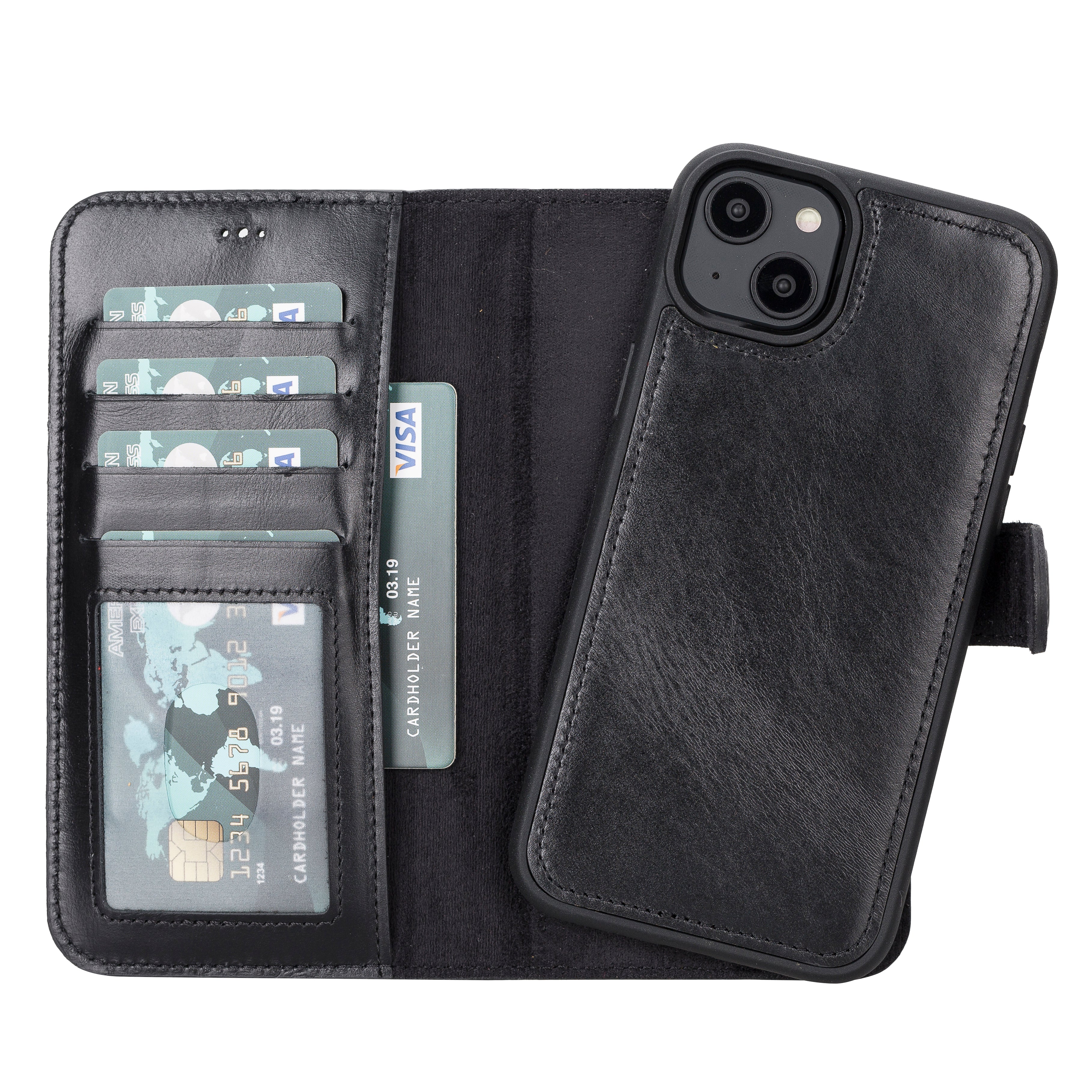 Leather Wallet Case for iPhone 15 Plus