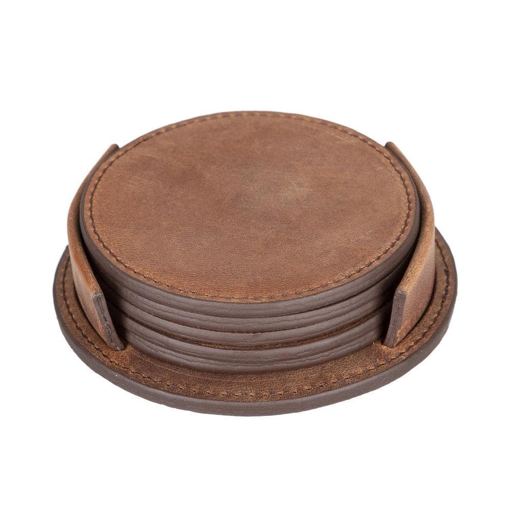 Bouletta Divine Geniun Leather Handmade Cup Coaster Antic Brown