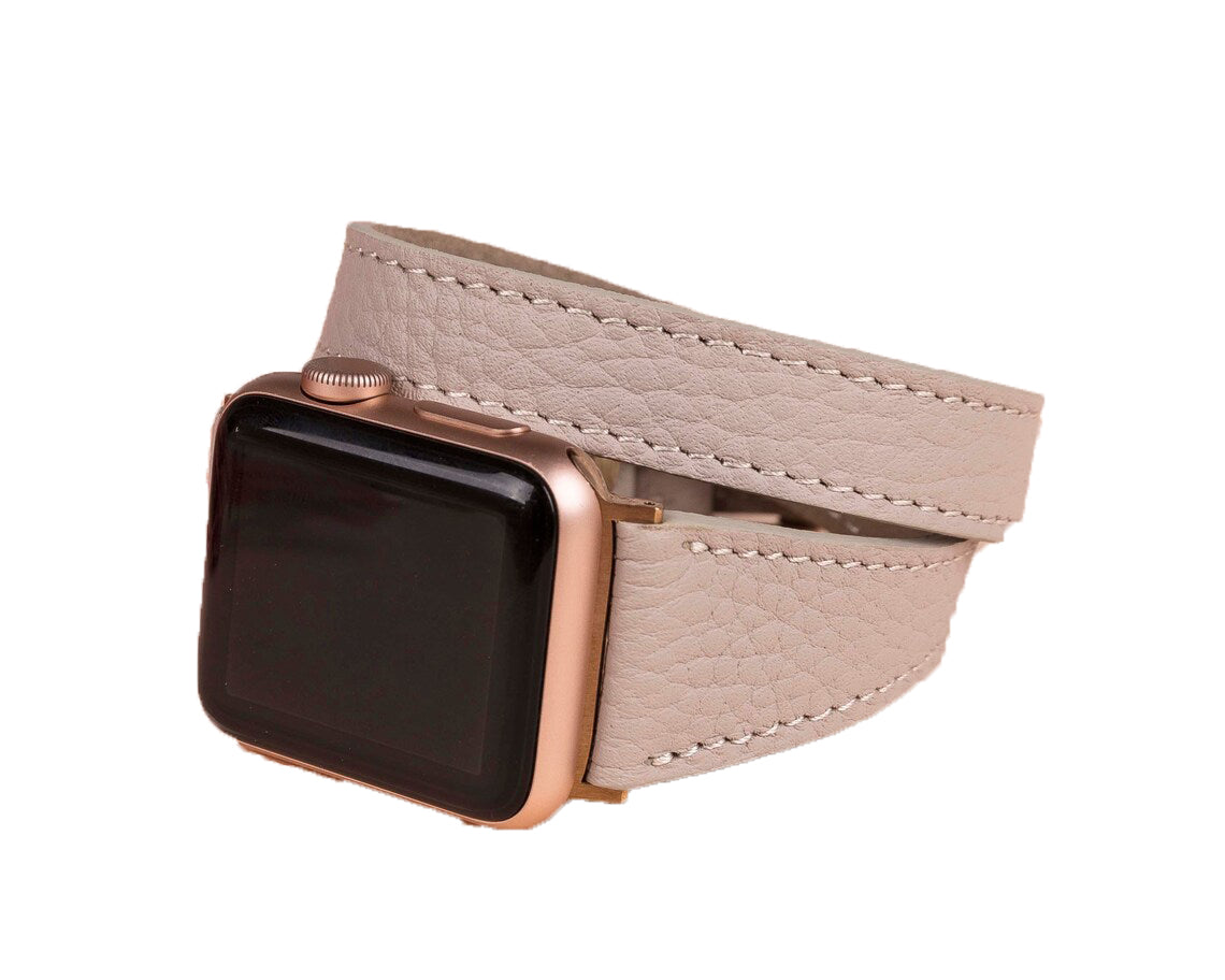 LupinnyLeather Oxford Double Leather Watch Band for Apple Watch 24
