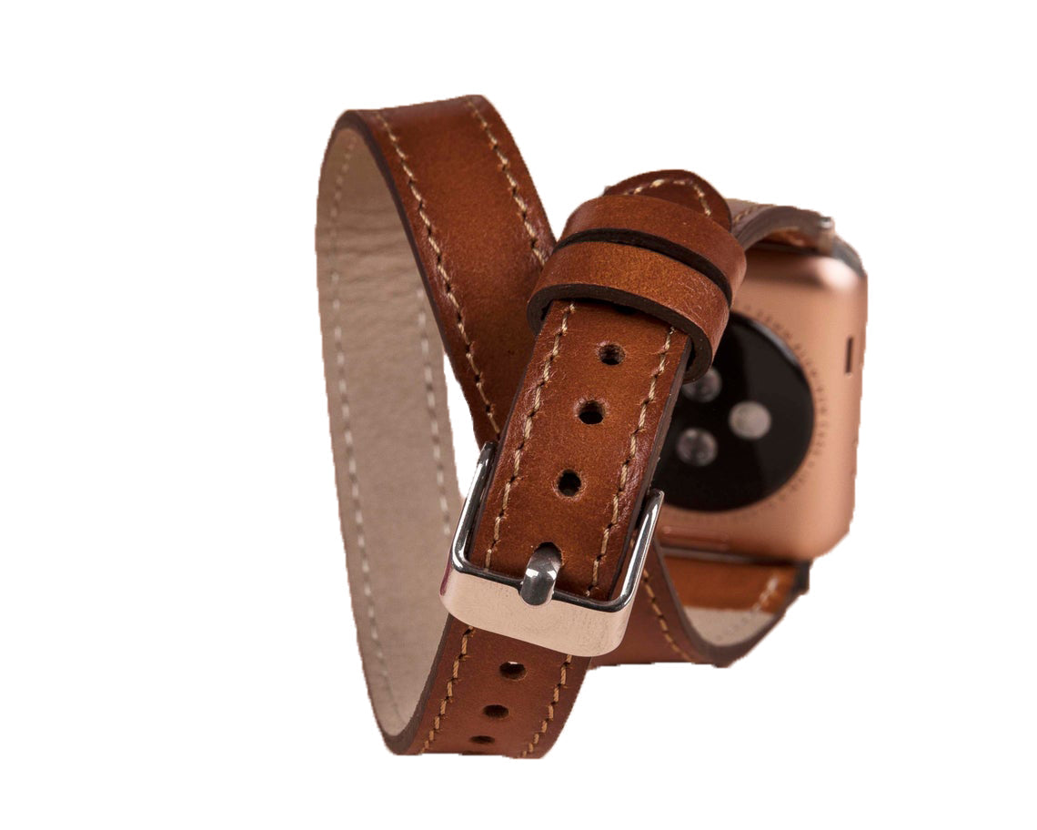 LupinnyLeather Oxford Double Leather Watch Band for Apple Watch 15
