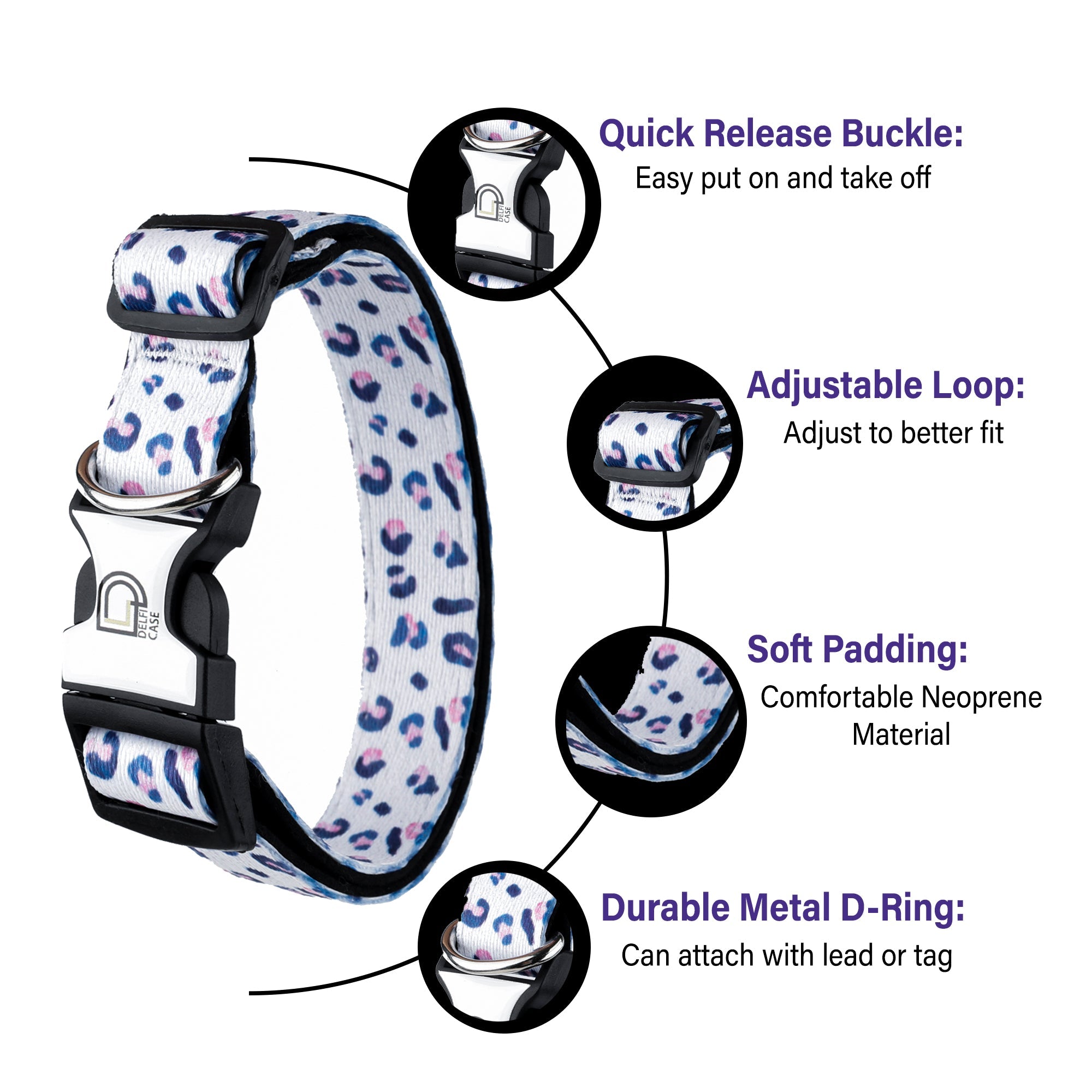 Fabric Patterned Adjustable Dog Collar