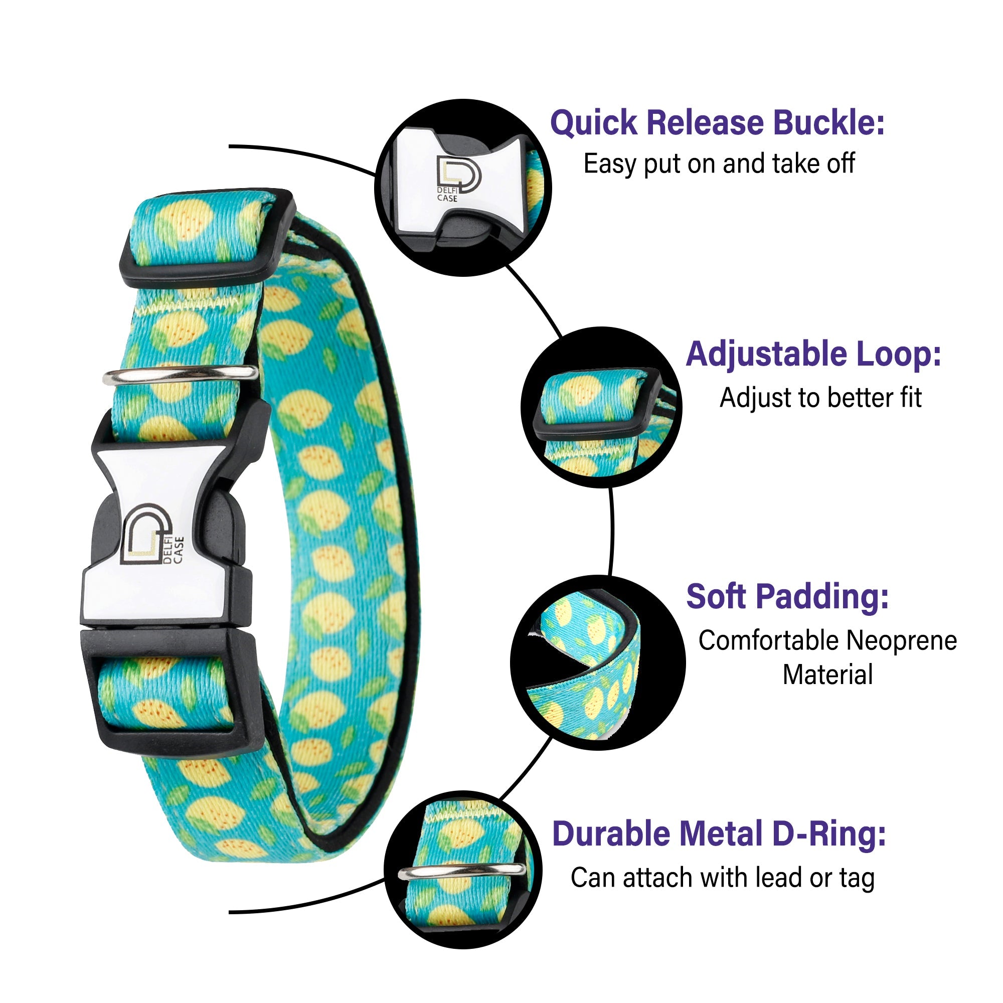 Fabric Patterned Adjustable Dog Collar