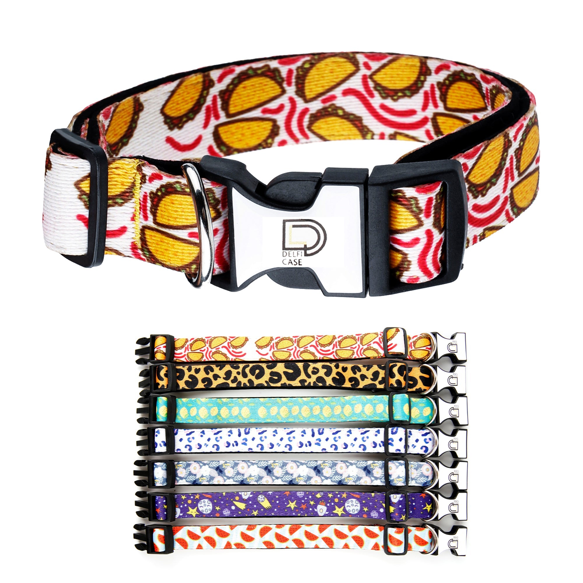 Fabric Patterned Adjustable Dog Collar