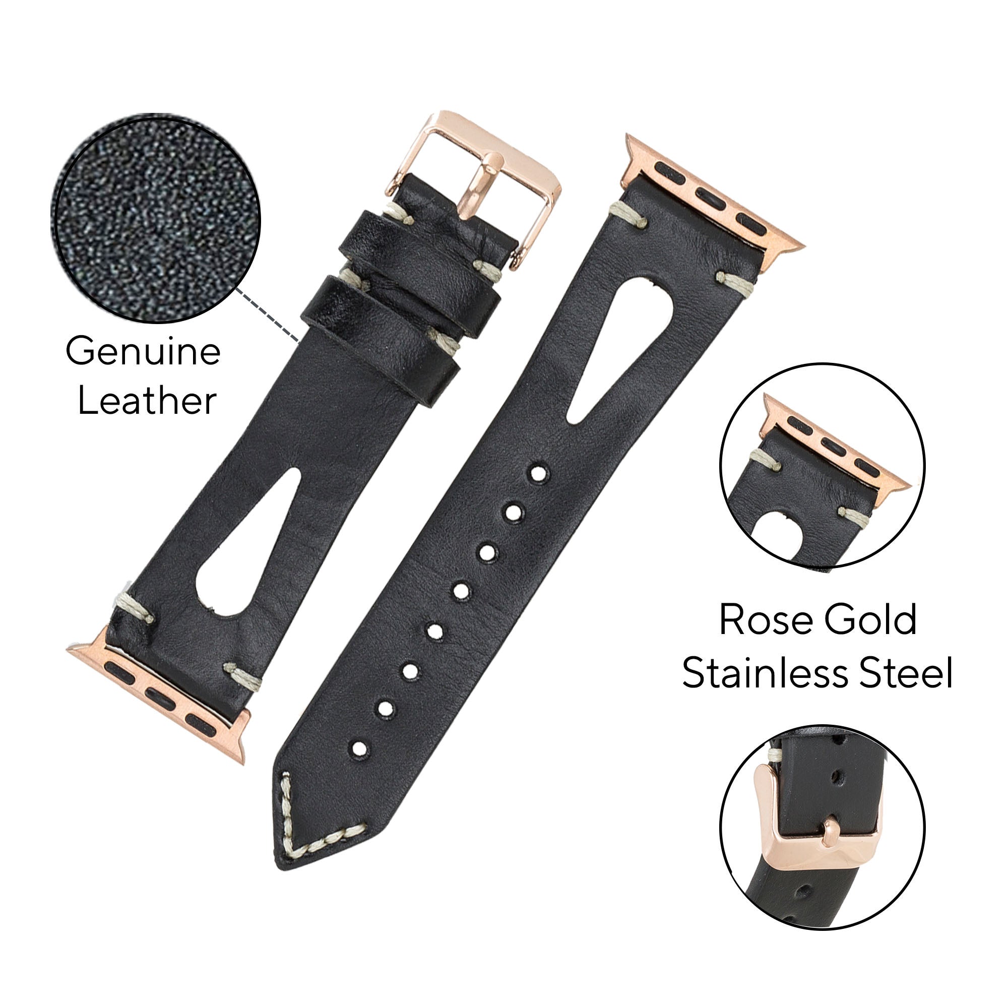 LupinnyLeather Cardiff Collection Leather Watch Band for Apple Watch 38mm 40mm 41mm 42mm 44mm 45mm 39
