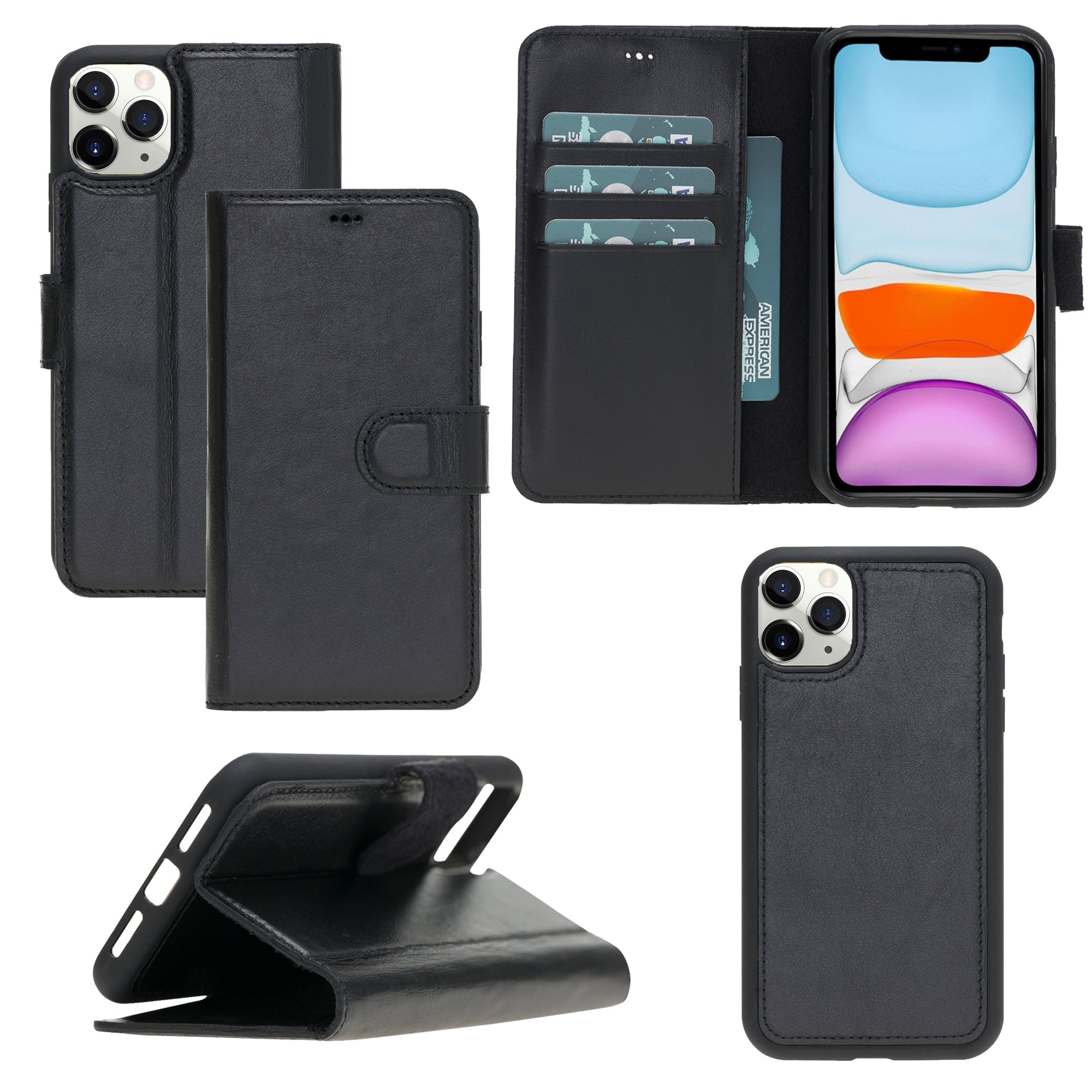 LupinnyLeather Magnetic Detachable Wallet Case for iPhone 11 Pro 40