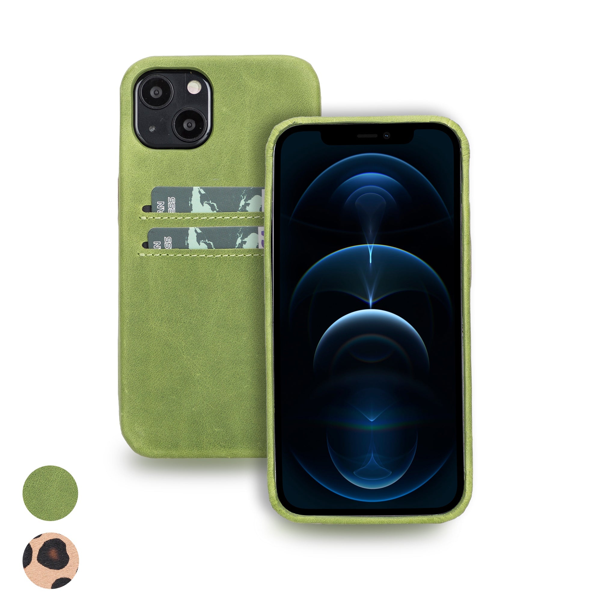 LupinnyLeather Green Furry Supreme Sleeve Back Cover Case for iPhone 13 (6.1") 7