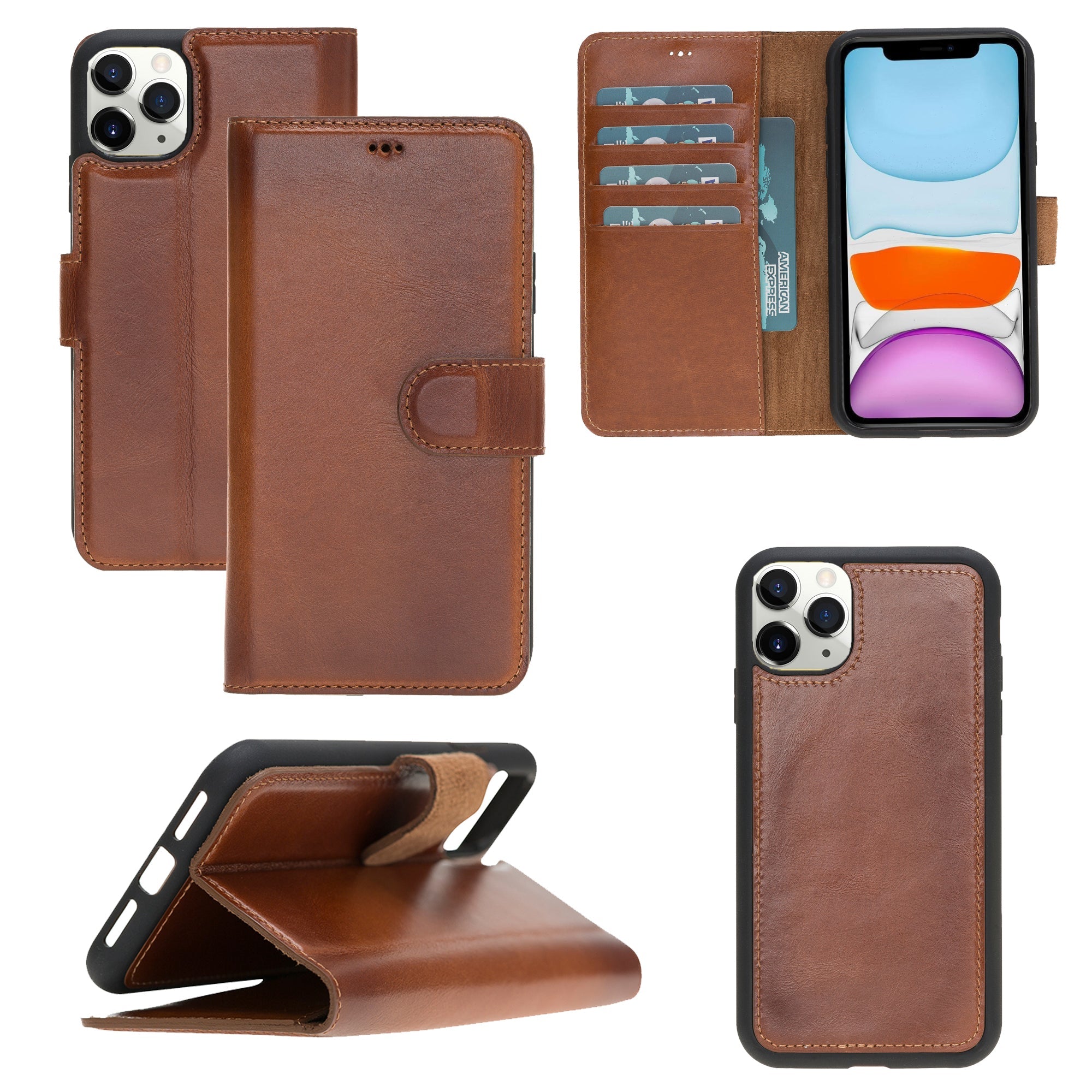 LupinnyLeather Leather Magnetic Detachable Wallet Case for iPhone 11 Pro Max 18
