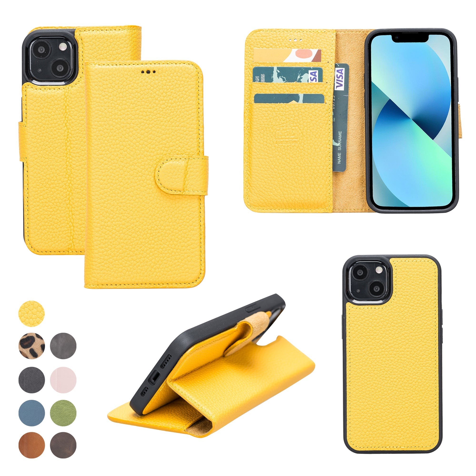 LupinnyLeather Leather Magnetic Detachable Wallet Case for iPhone 13 Mini (5.4") 84