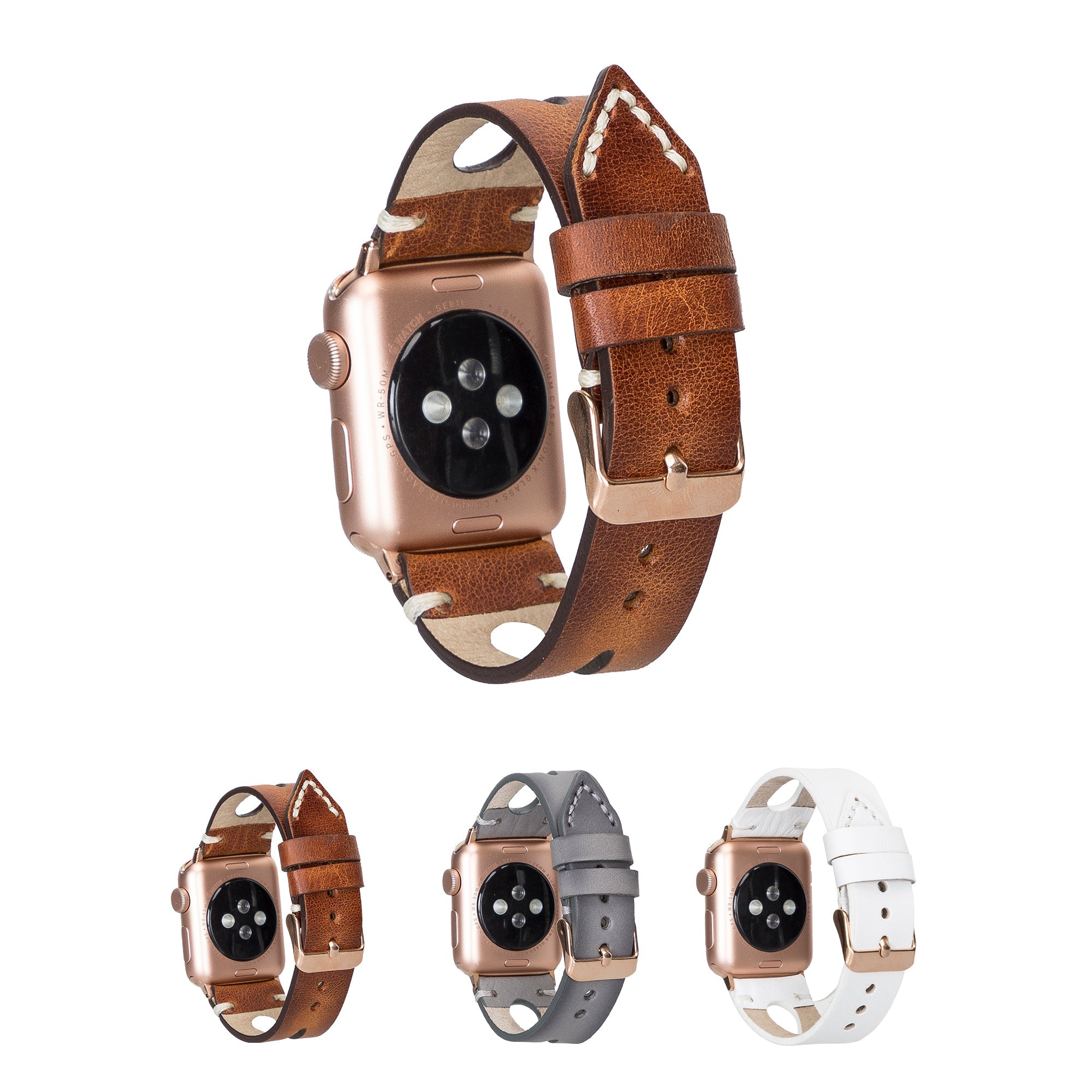 LupinnyLeather Cardiff Brown Leather Watch Band for Apple Watch 38mm 40mm 41mm 42mm 44mm 45mm 1