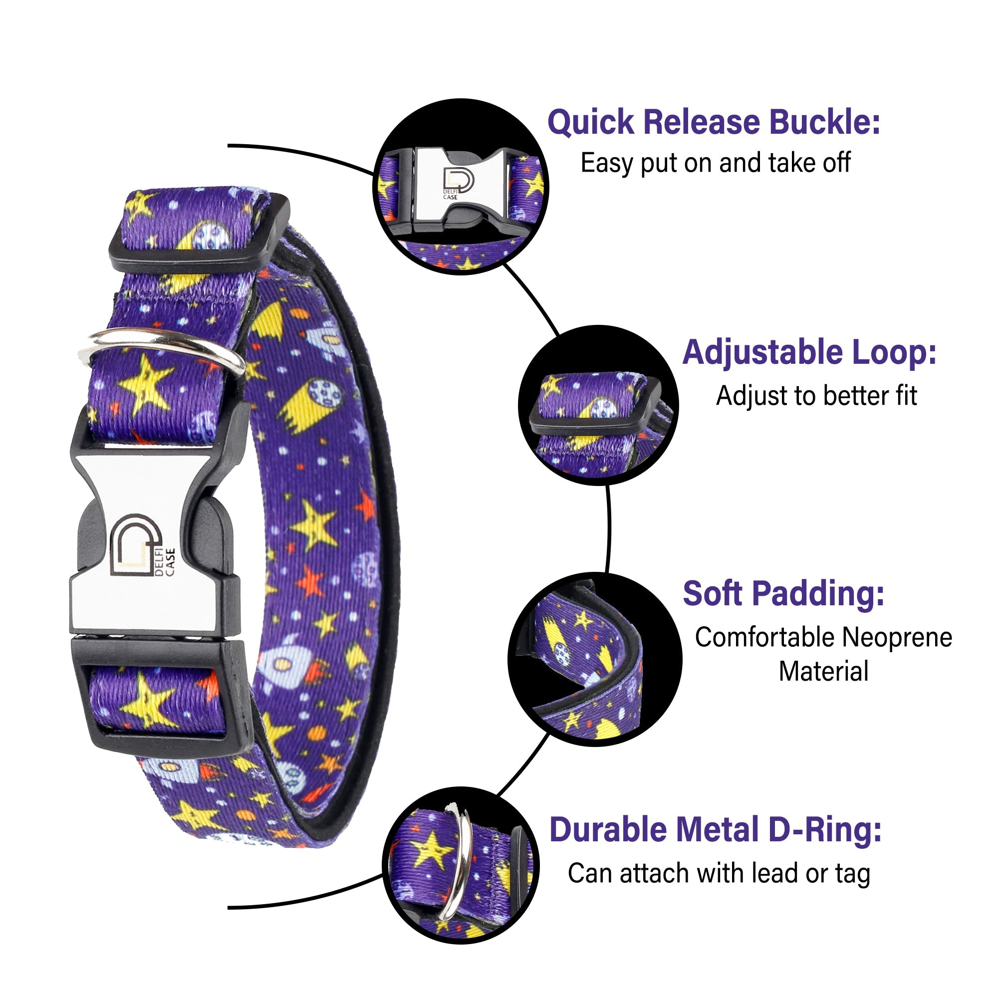 Fabric Patterned Adjustable Dog Collar