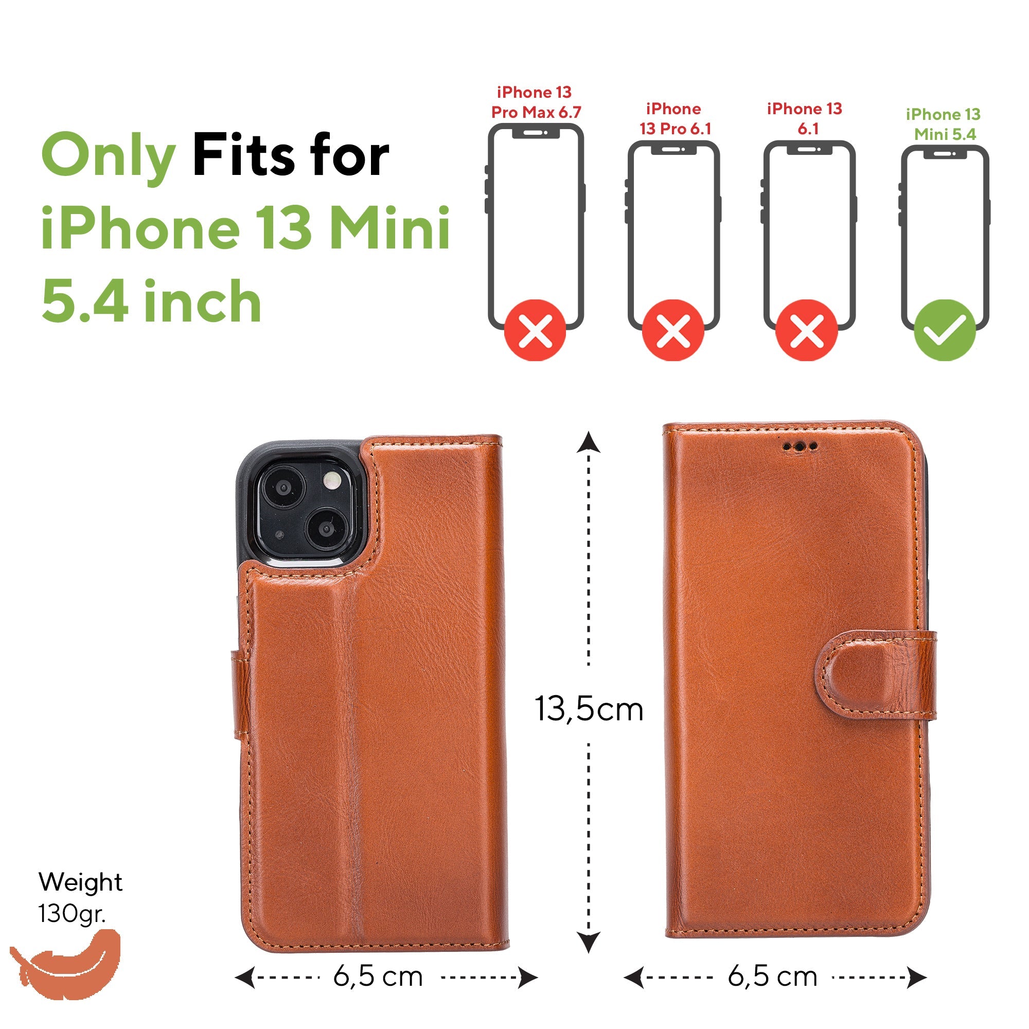 LupinnyLeather Leather Magnetic Detachable Wallet Case for iPhone 13 Mini (5.4") 40
