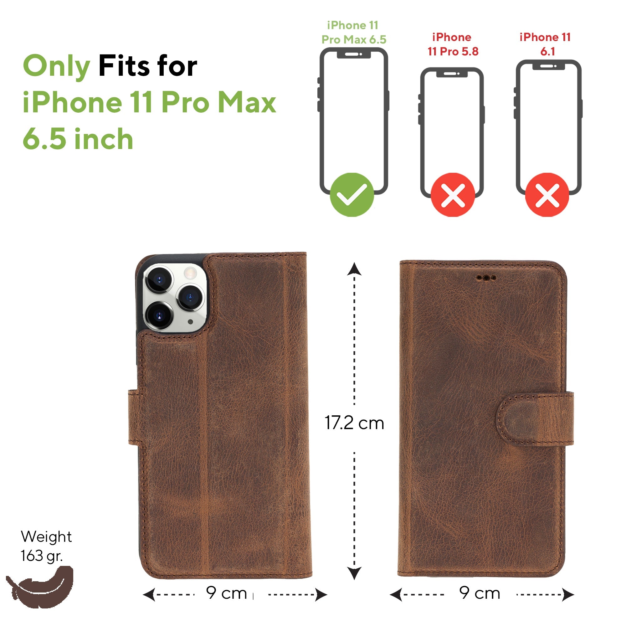 LupinnyLeather Leather Magnetic Detachable Wallet Case for iPhone 11 Pro Max 11