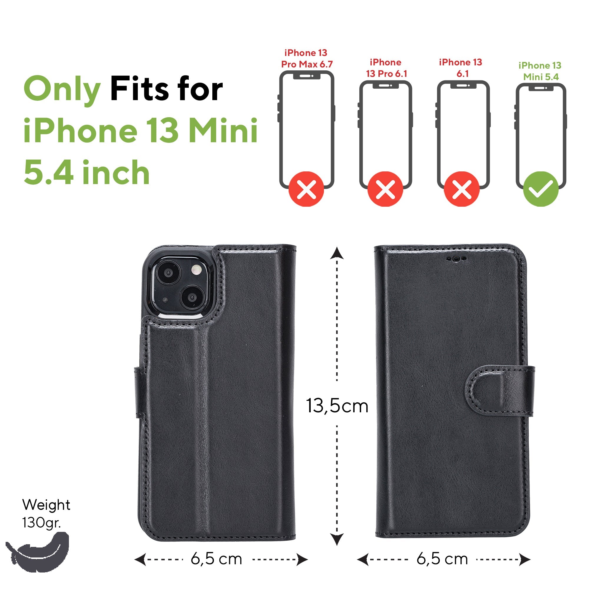 LupinnyLeather Leather Magnetic Detachable Wallet Case for iPhone 13 Mini (5.4") 10