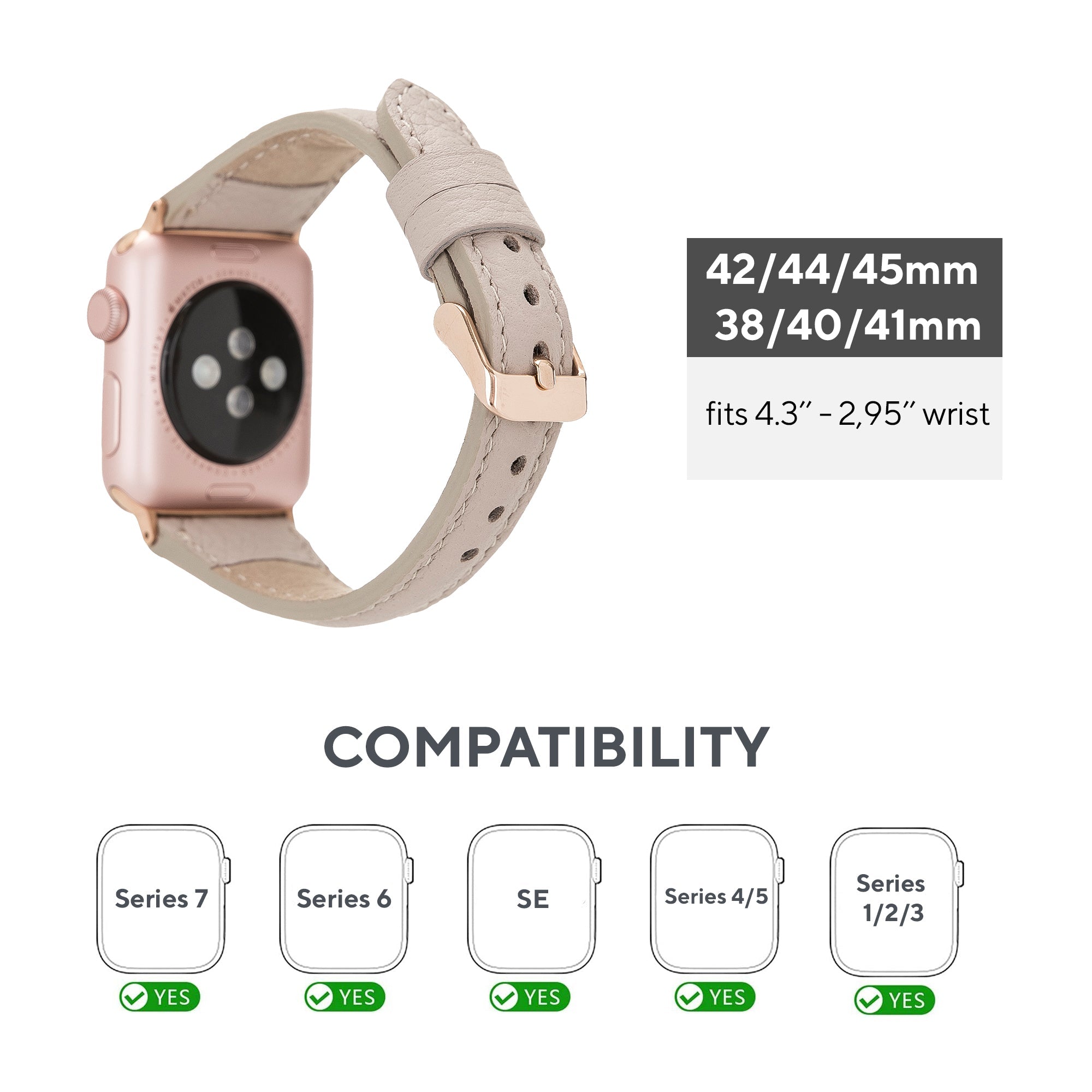 LupinnyLeather Beige Leather Watch Band for Apple Watch and Fitbit Versa 3 2 1 Watch Band 5