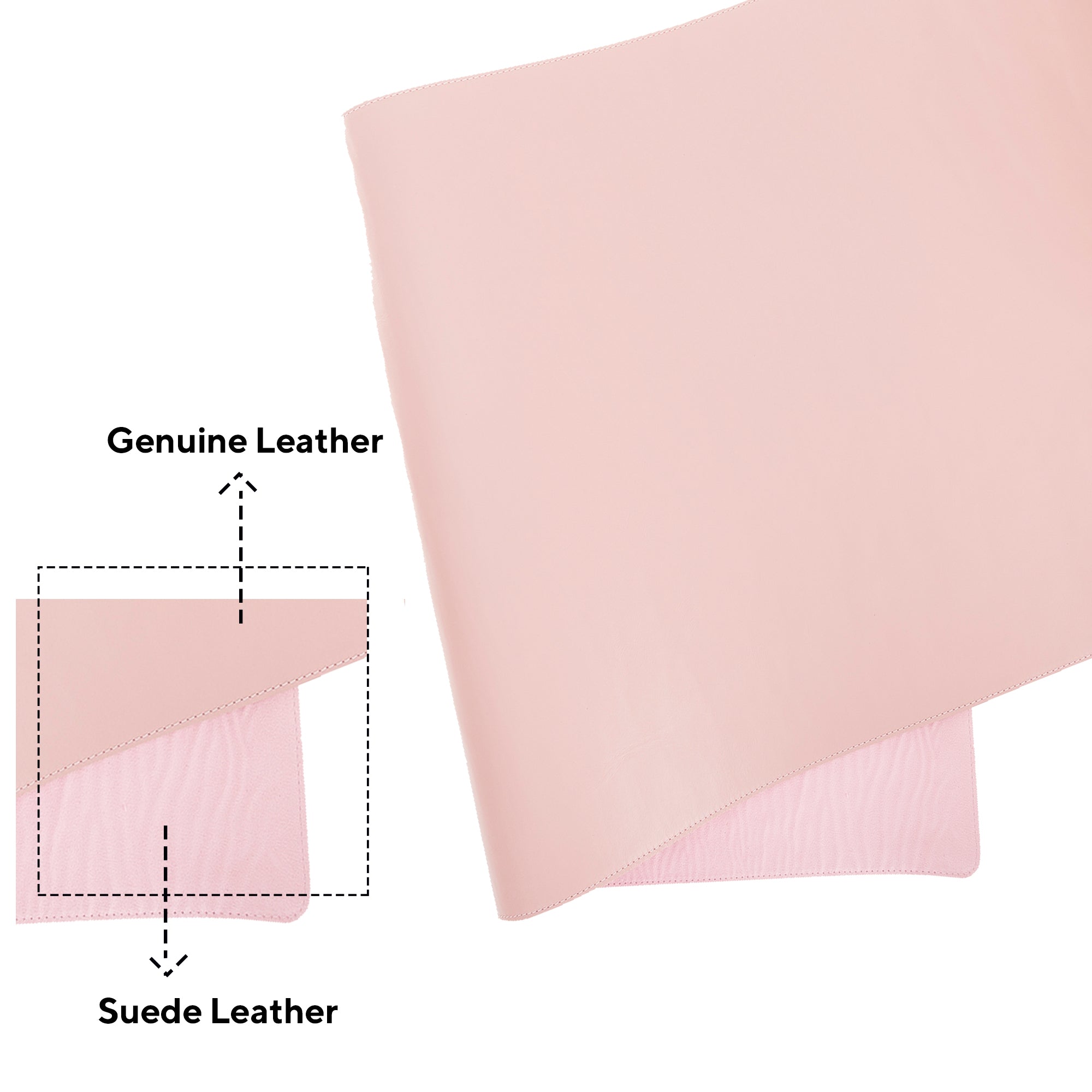 LupinnyLeather Genuine Leather Deskmat, Computer Pad, Office Desk Pad (Pink Nude) 3
