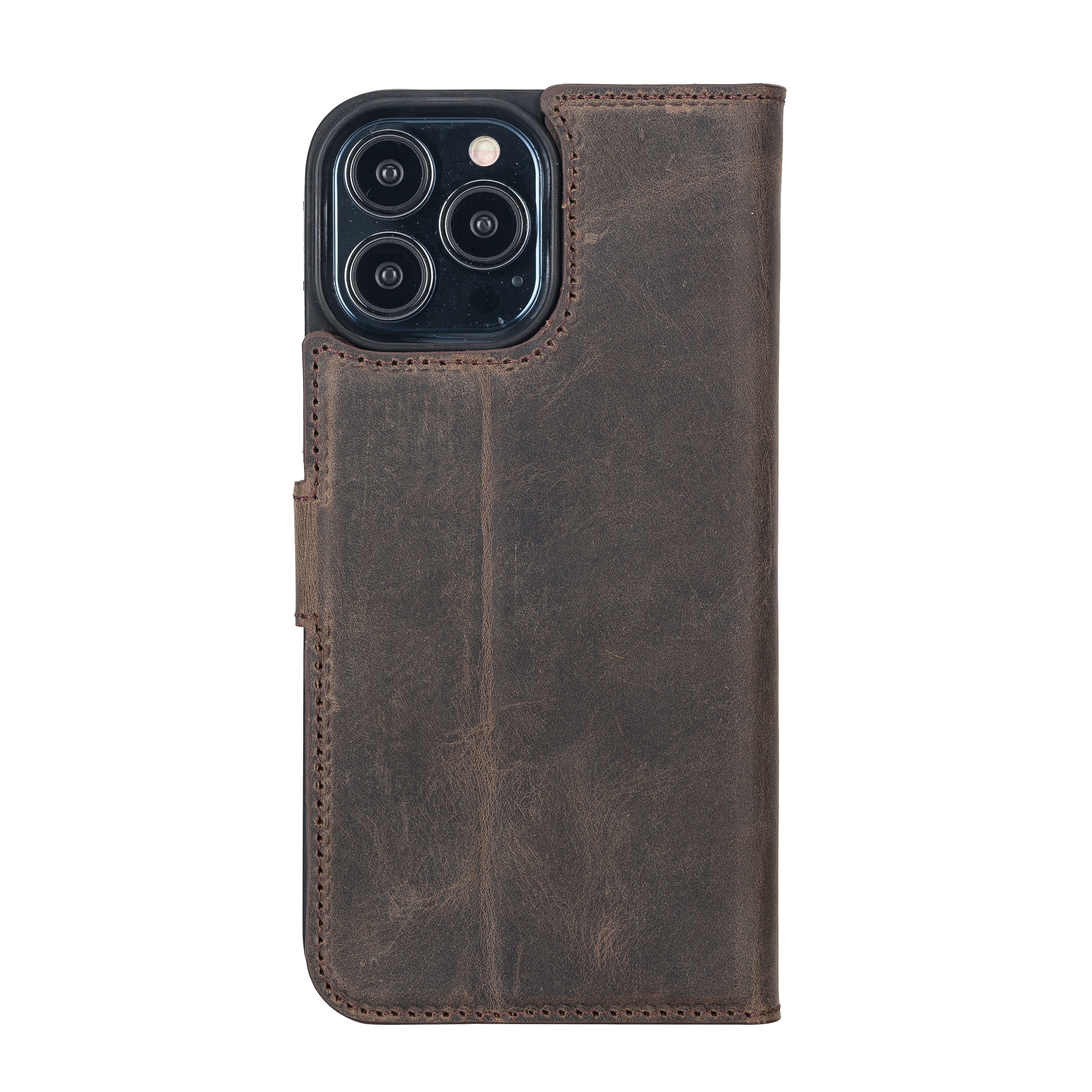 LupinnyLeather Brown Leather Magnetic Detachable Wallet Case for iPhone 13 Pro (6.1") 140