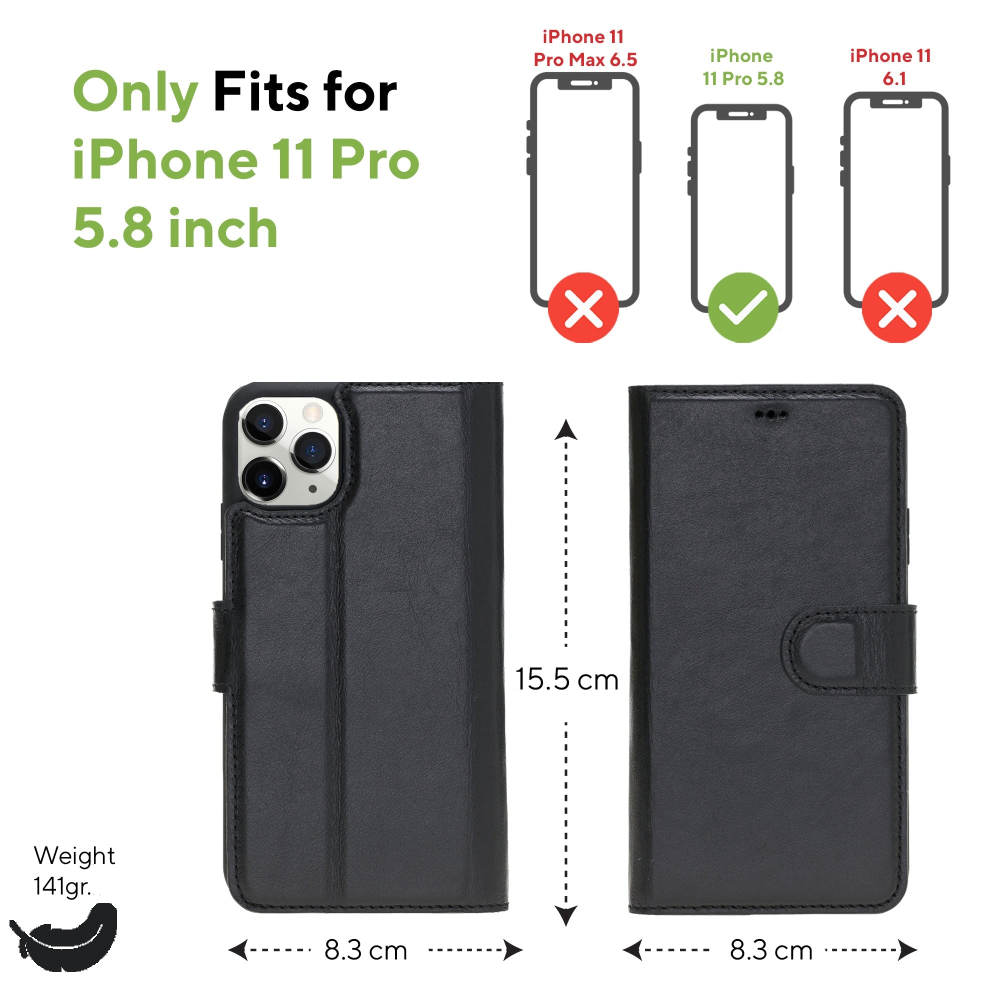 LupinnyLeather Magnetic Detachable Wallet Case for iPhone 11 Pro 43