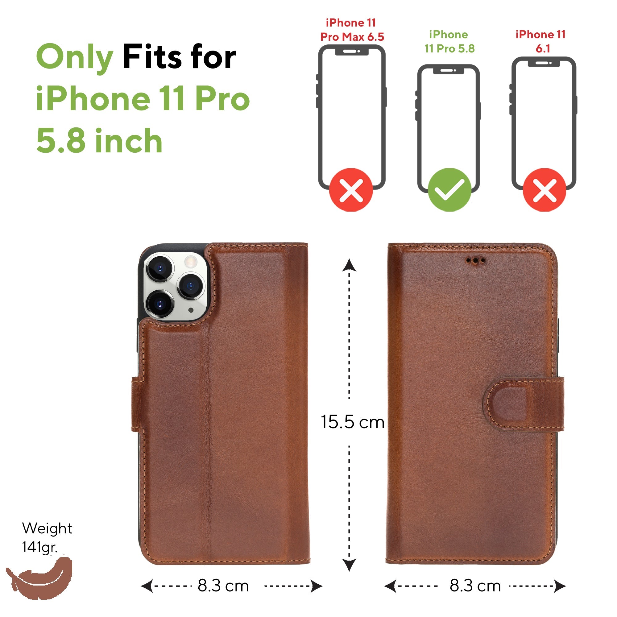 LupinnyLeather Magnetic Detachable Wallet Case for iPhone 11 Pro 10