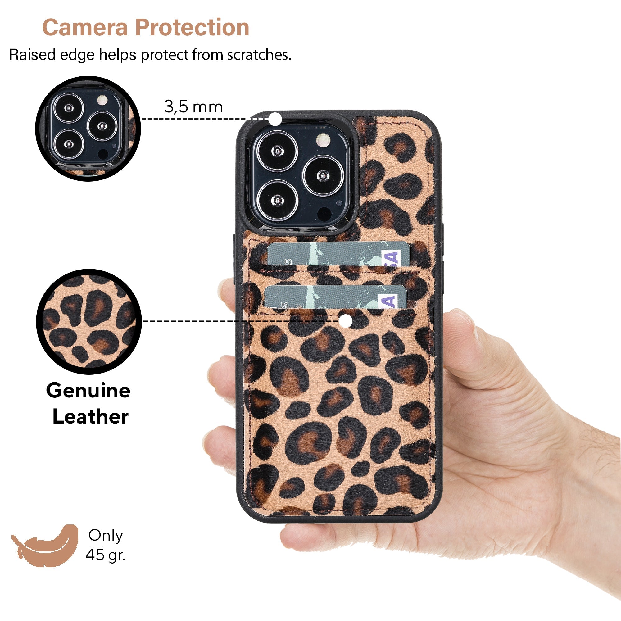 LupinnyLeather Leopard Furry Supreme Sleeve Back Cover Case for iPhone 13 Pro (6.1") 8