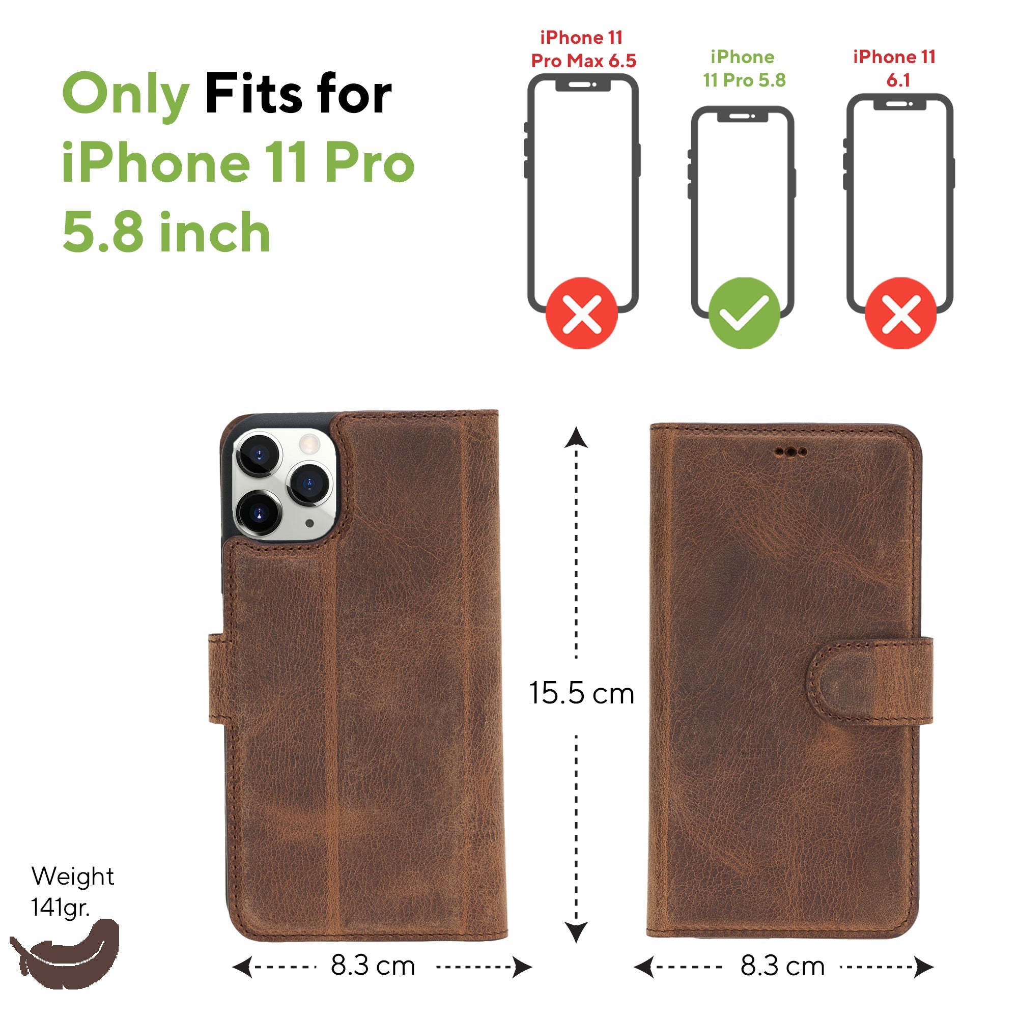 LupinnyLeather Magnetic Detachable Wallet Case for iPhone 11 Pro 31