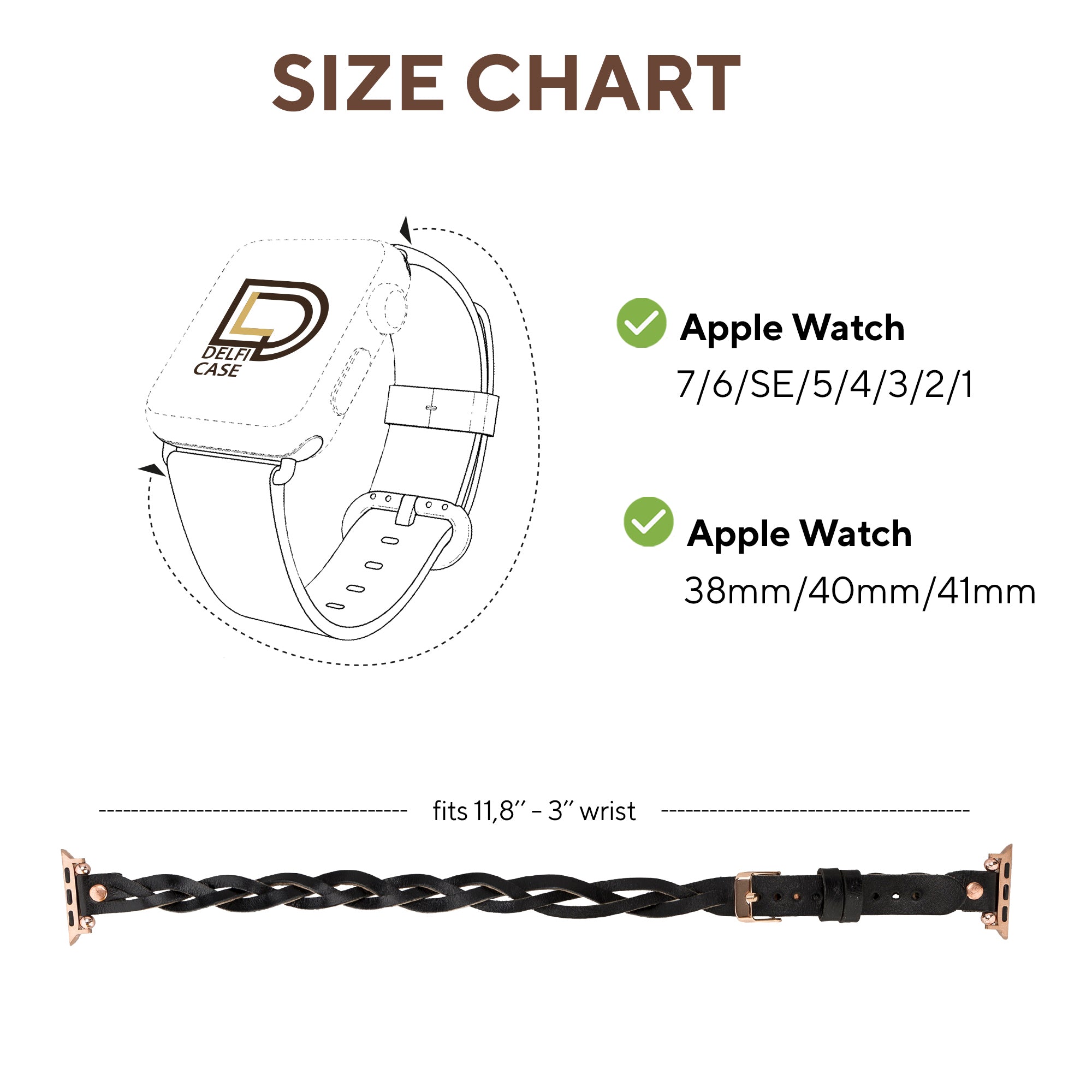 LupinnyLeather Sheffield Double Tour Watch Band for Apple Watch & Fitbit/Sense 94