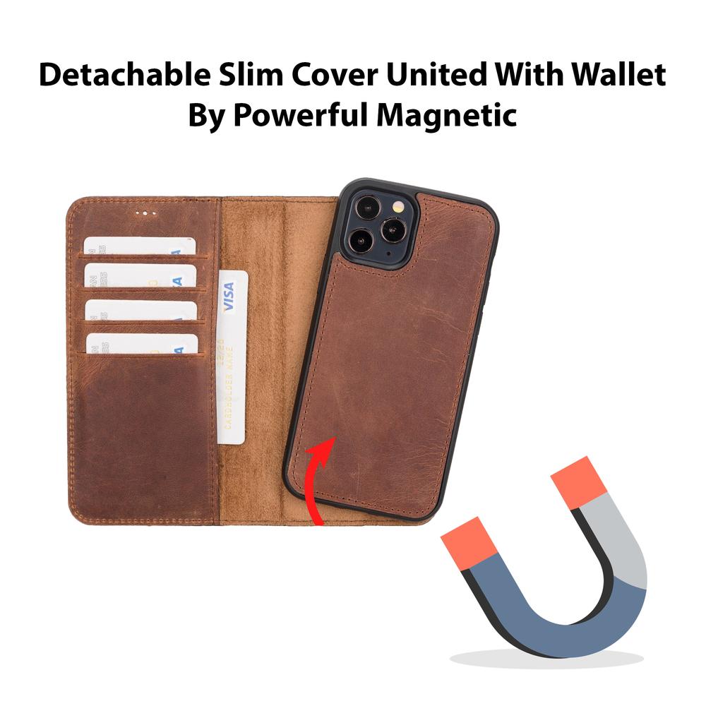 LupinnyLeather Leather Magnetic Detachable Wallet Case for iPhone 12 Pro Max (6.7") 48