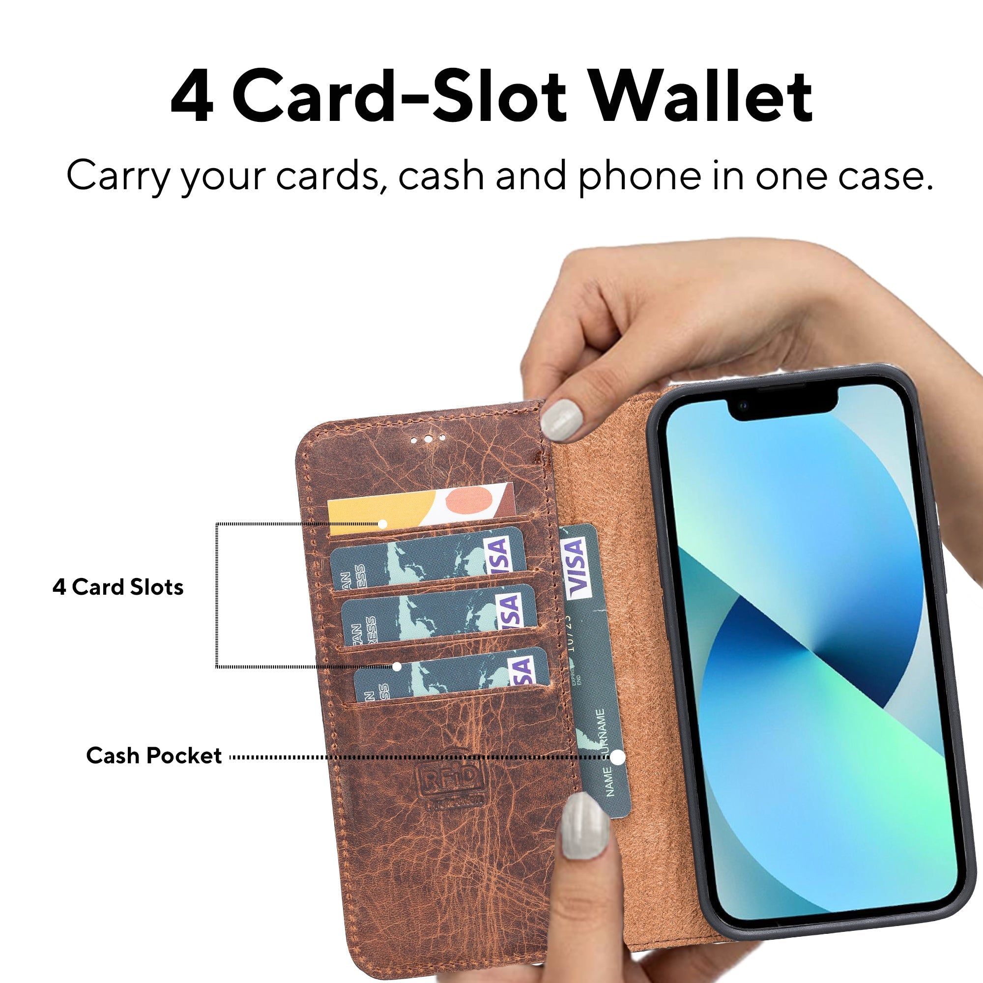LupinnyLeather Leather Magnetic Detachable Wallet Case for iPhone 13 (6.1") 59