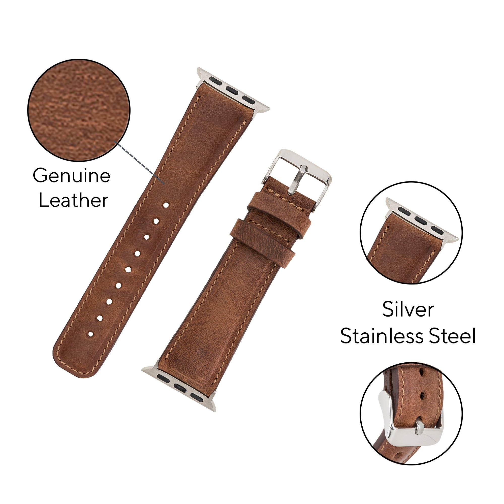 LupinnyLeather Liverpool Collection Leather Watch Band for Apple & Fitbit Versa Watch Band 46