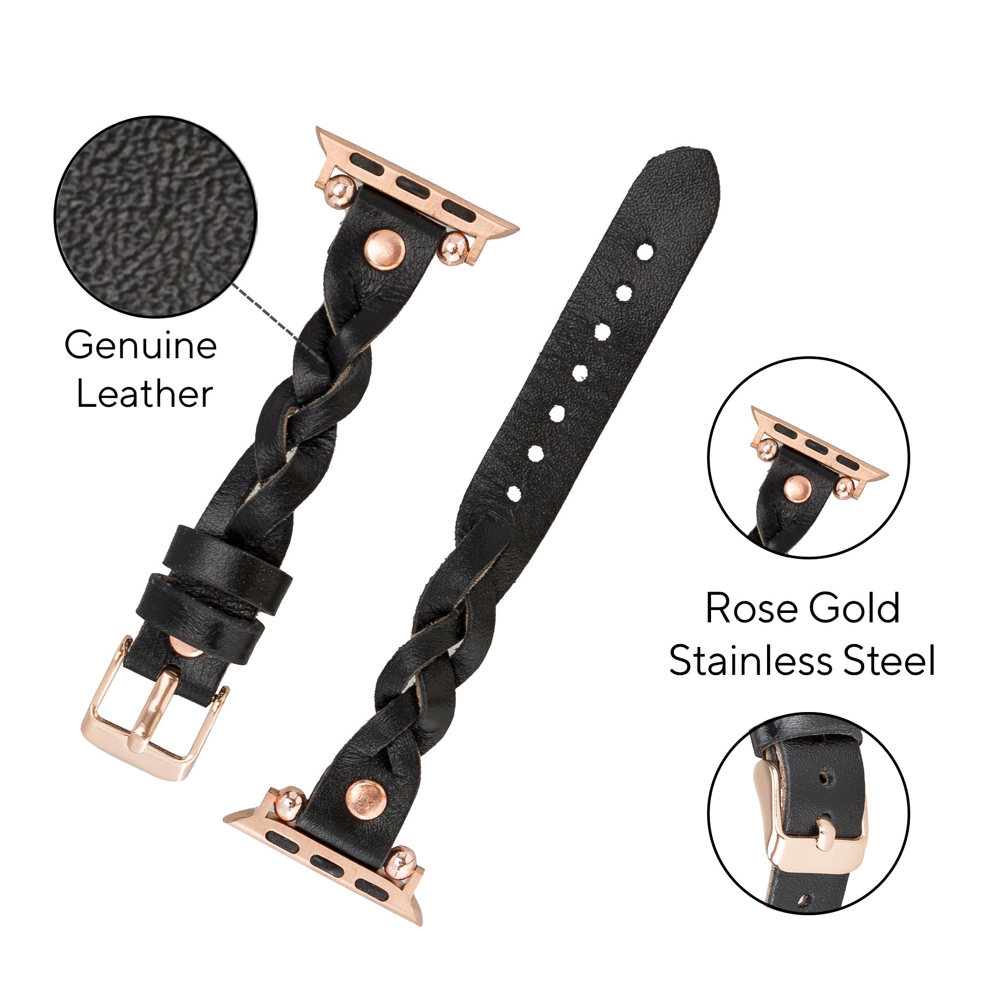 LupinnyLeather Sheffield Collection Leather Watch Band for Apple Watch & Fitbit / Sense 76