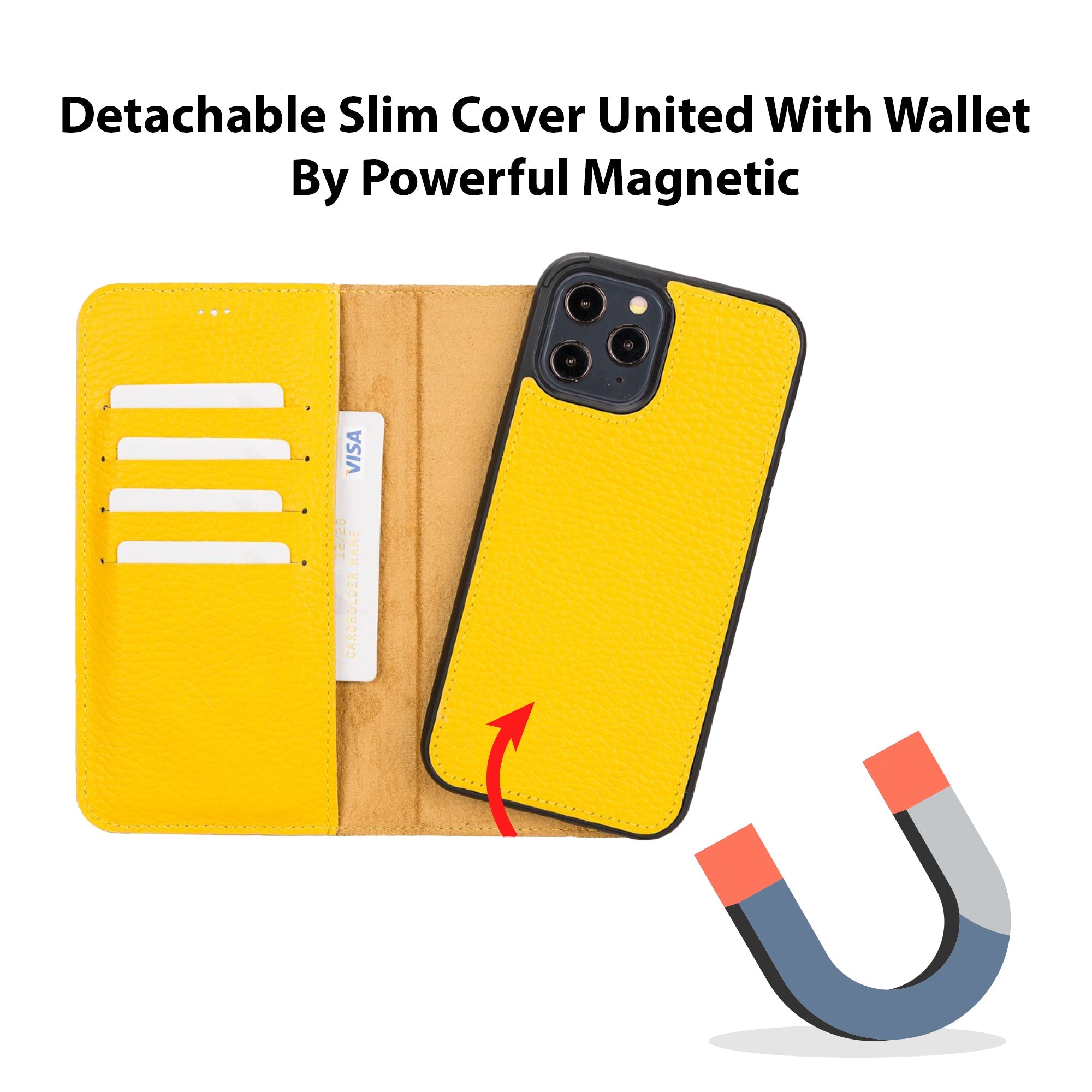 LupinnyLeather Leather Magnetic Detachable Wallet Case for iPhone 12 Pro Max (6.7") 11