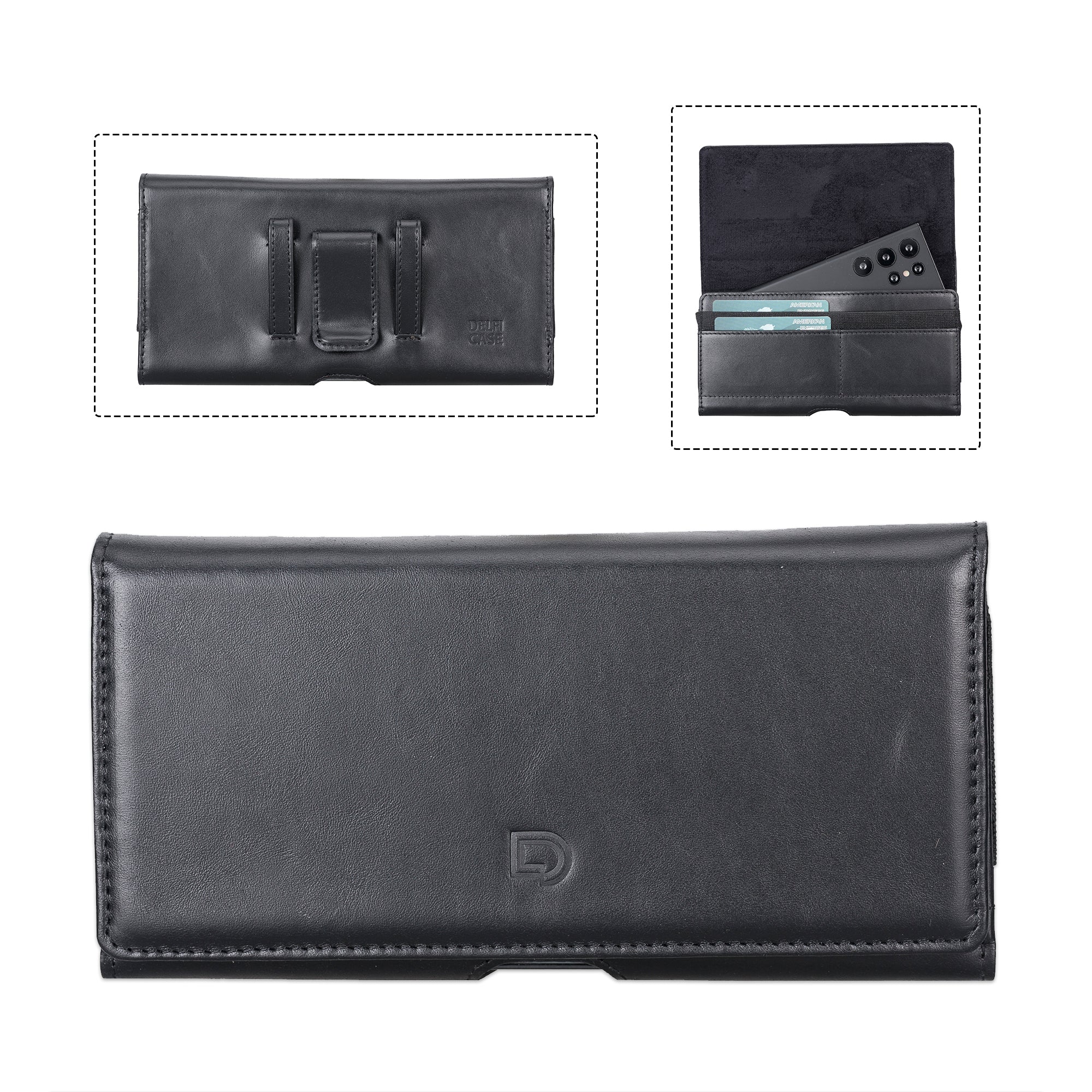 Leather Phone Holster with Magnetic Closure Pouch Metal Belt (6.9") 8
