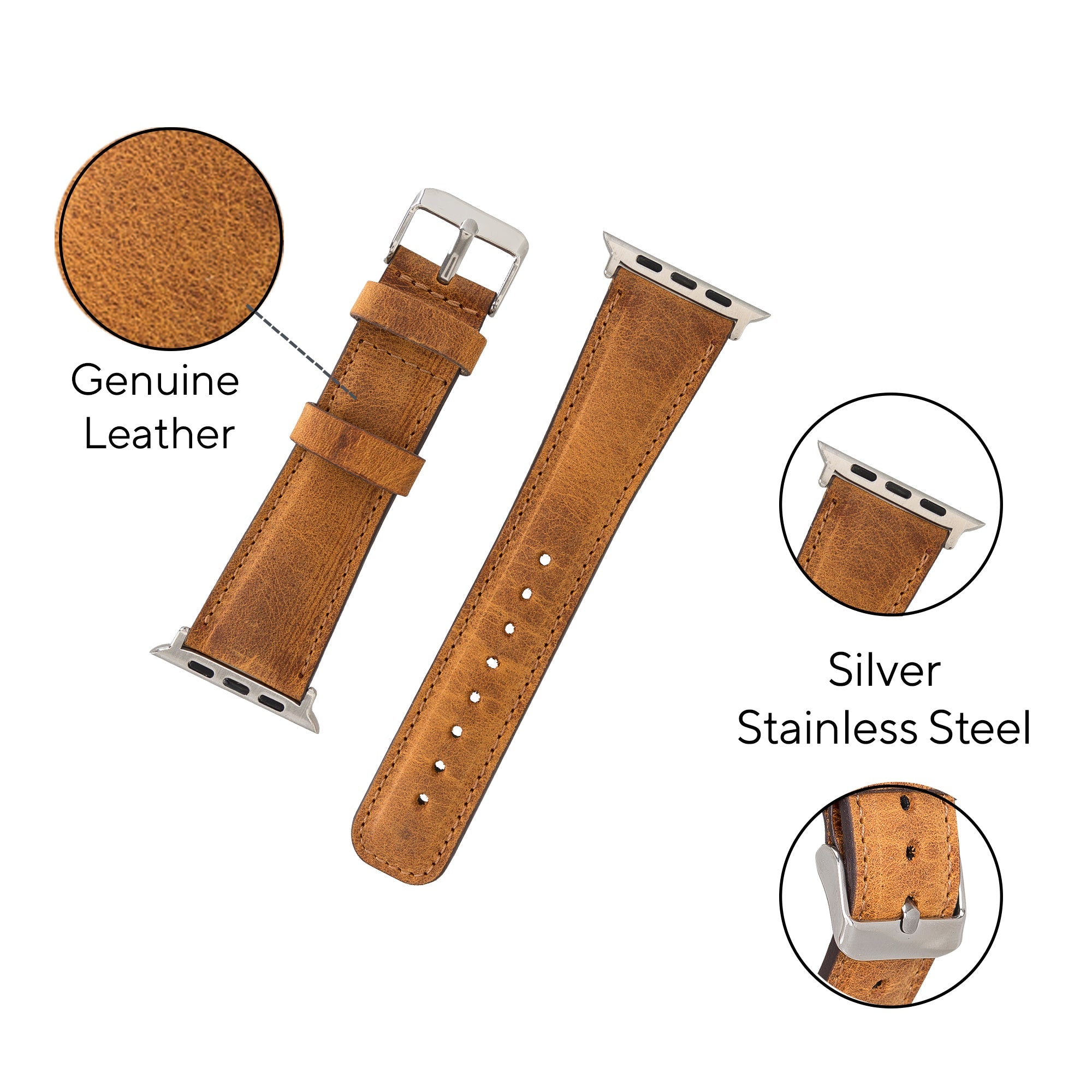LupinnyLeather Liverpool Collection Leather Watch Band for Apple & Fitbit Versa Watch Band 35