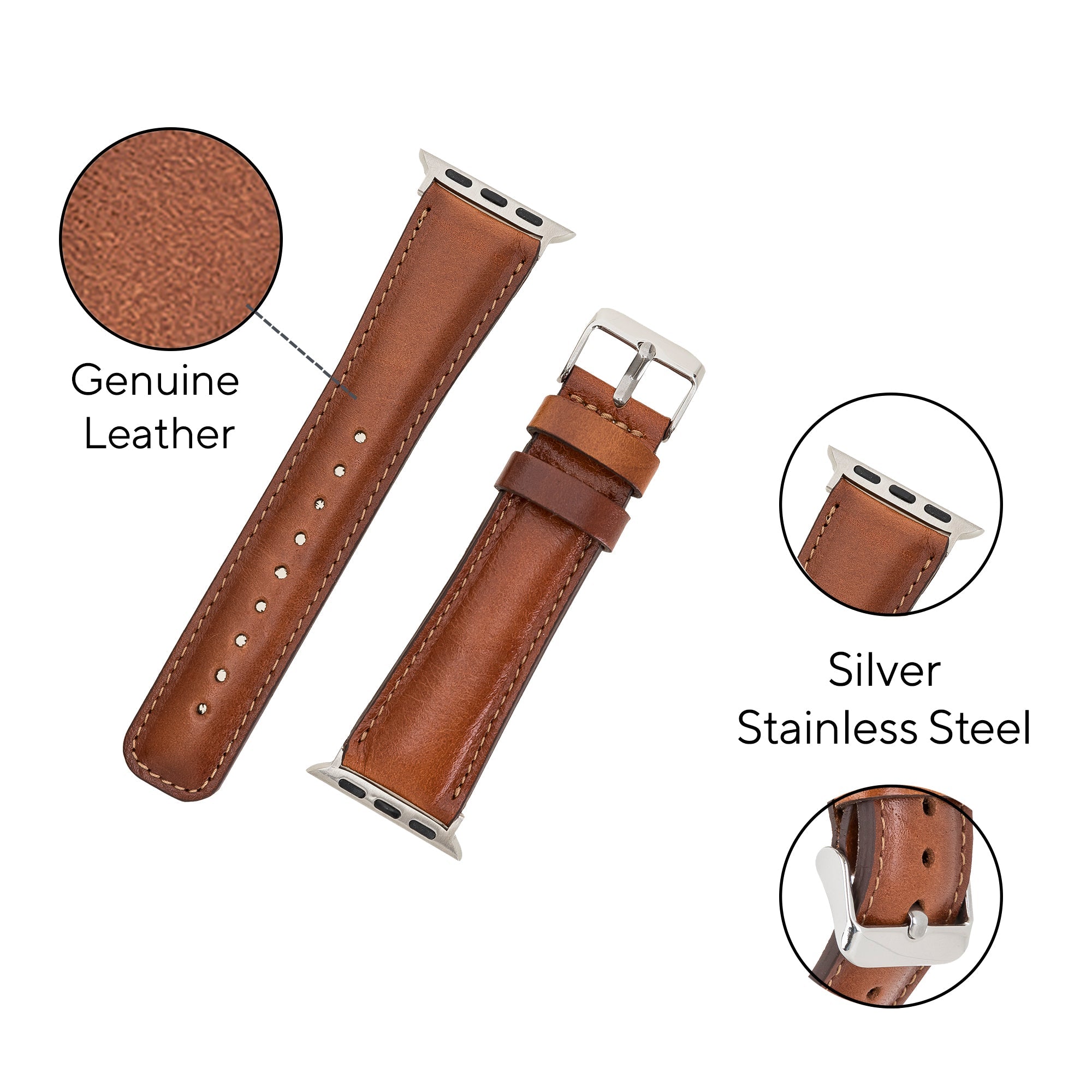 LupinnyLeather Liverpool Collection Leather Watch Band for Apple & Fitbit Versa Watch Band 24