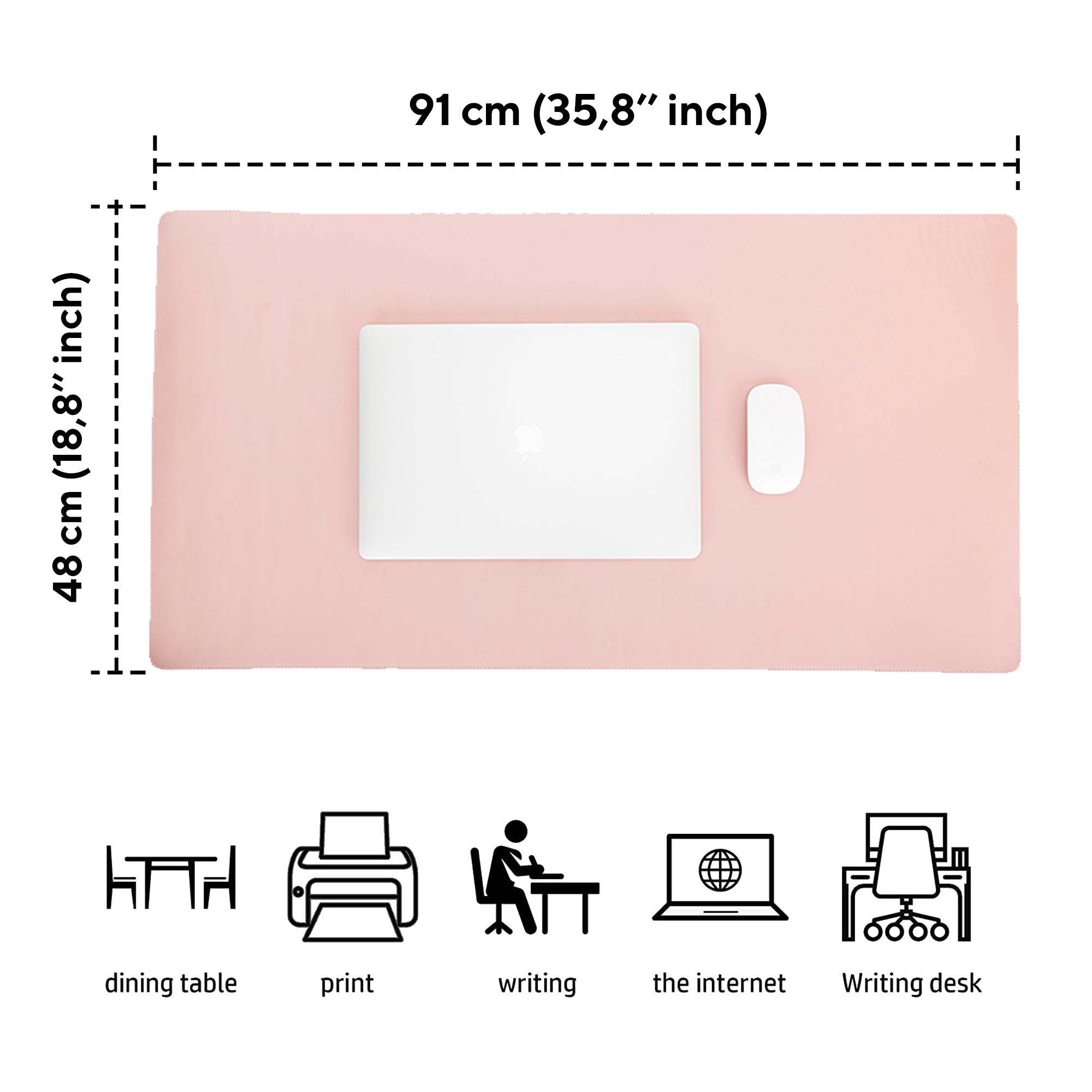 LupinnyLeather Genuine Leather Deskmat, Computer Pad, Office Desk Pad (Pink Nude) 4