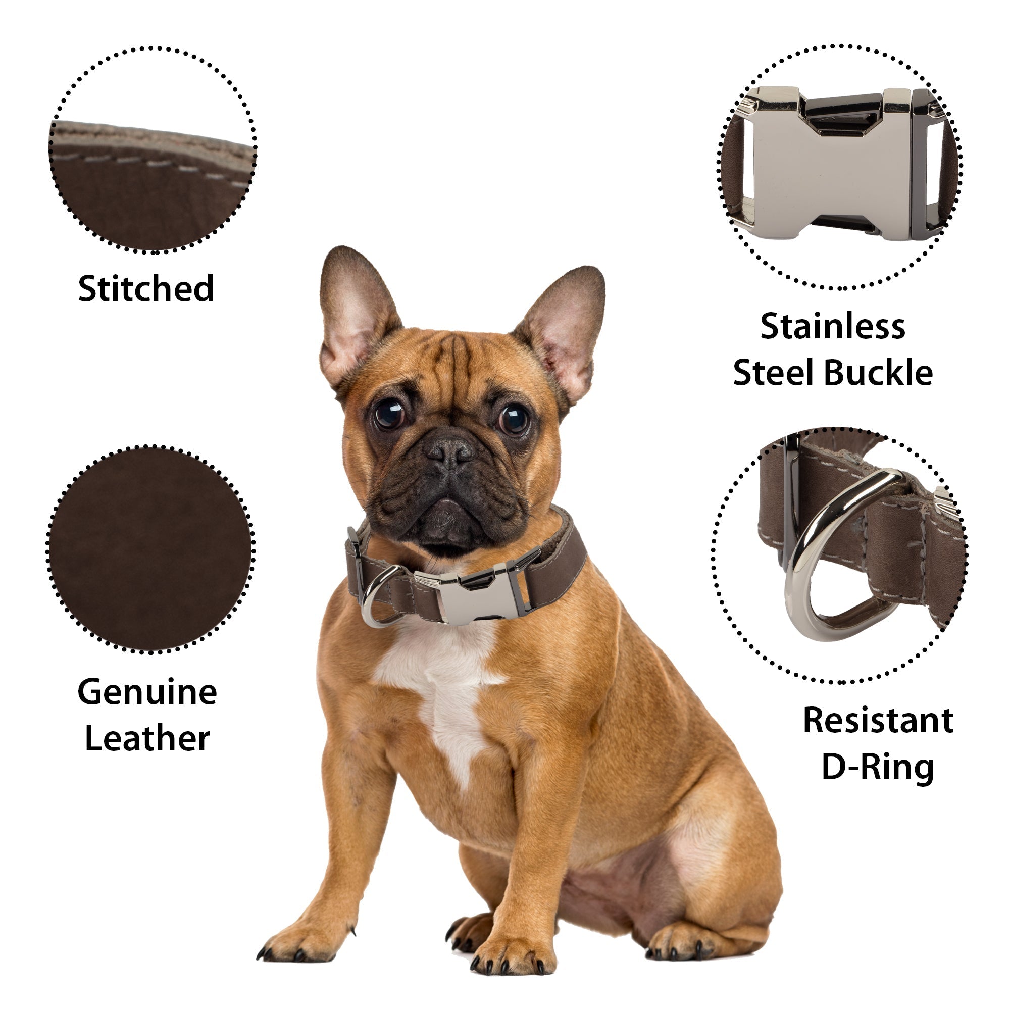 LupinnyLeather Genuine Leather Adjustable Strong Dog Collar for Large Medium Small Dogs 85
