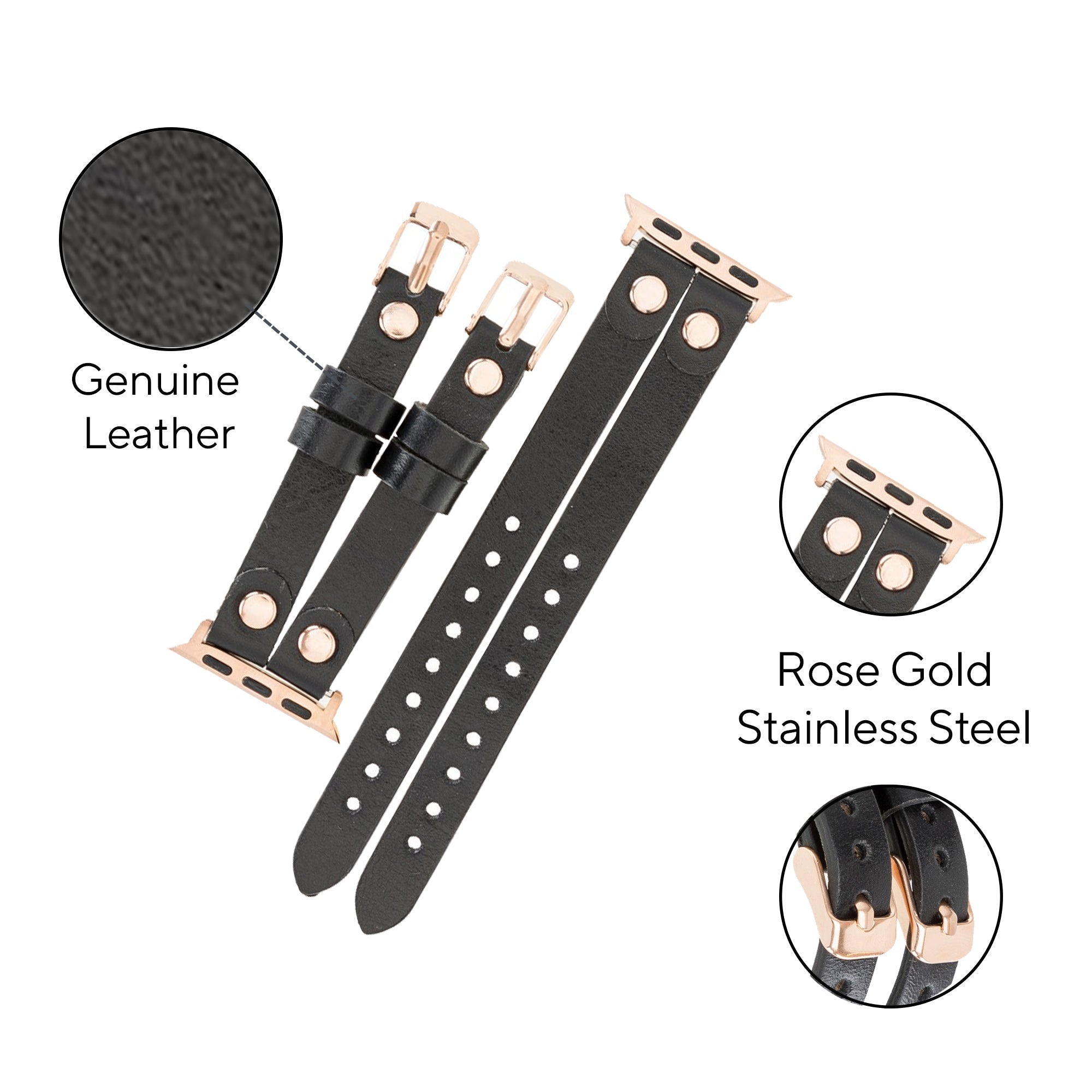 LupinnyLeather ELY Double Watch Band for Apple and Fitbit Versa 3 2 & 1