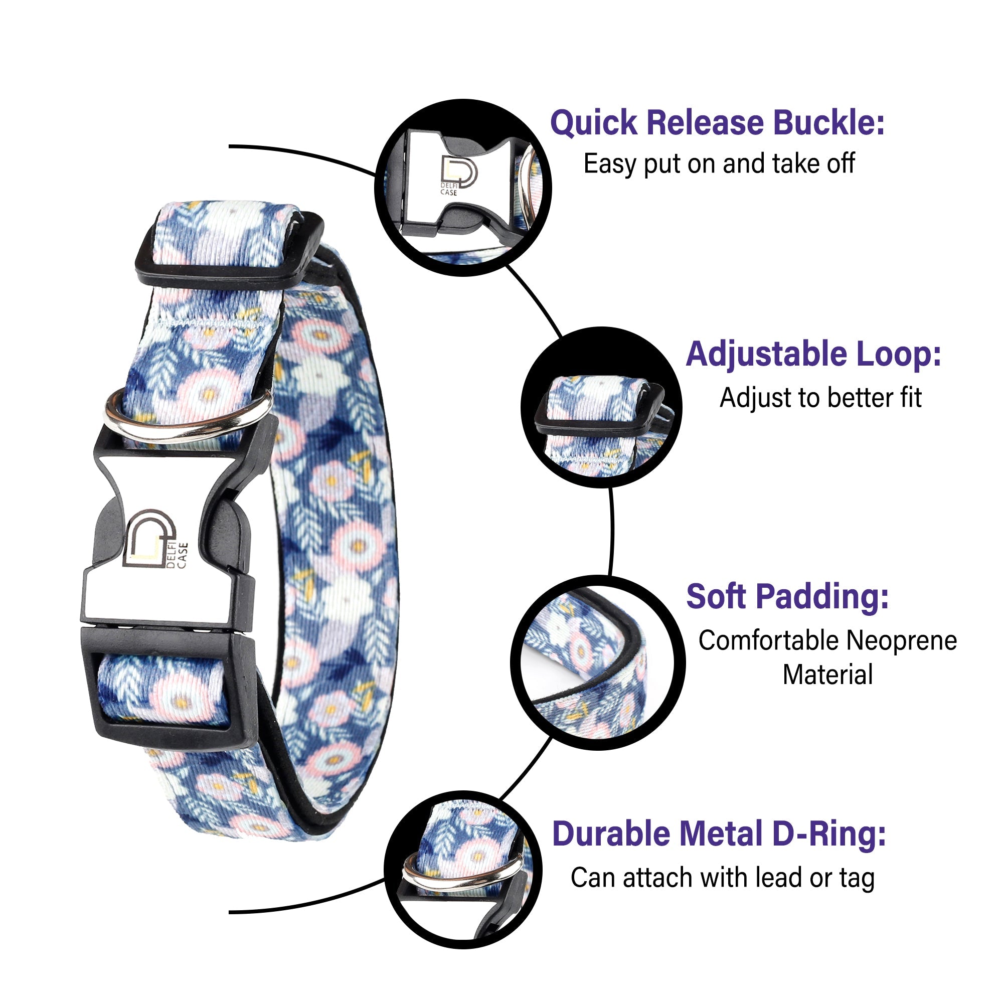 Fabric Patterned Adjustable Dog Collar